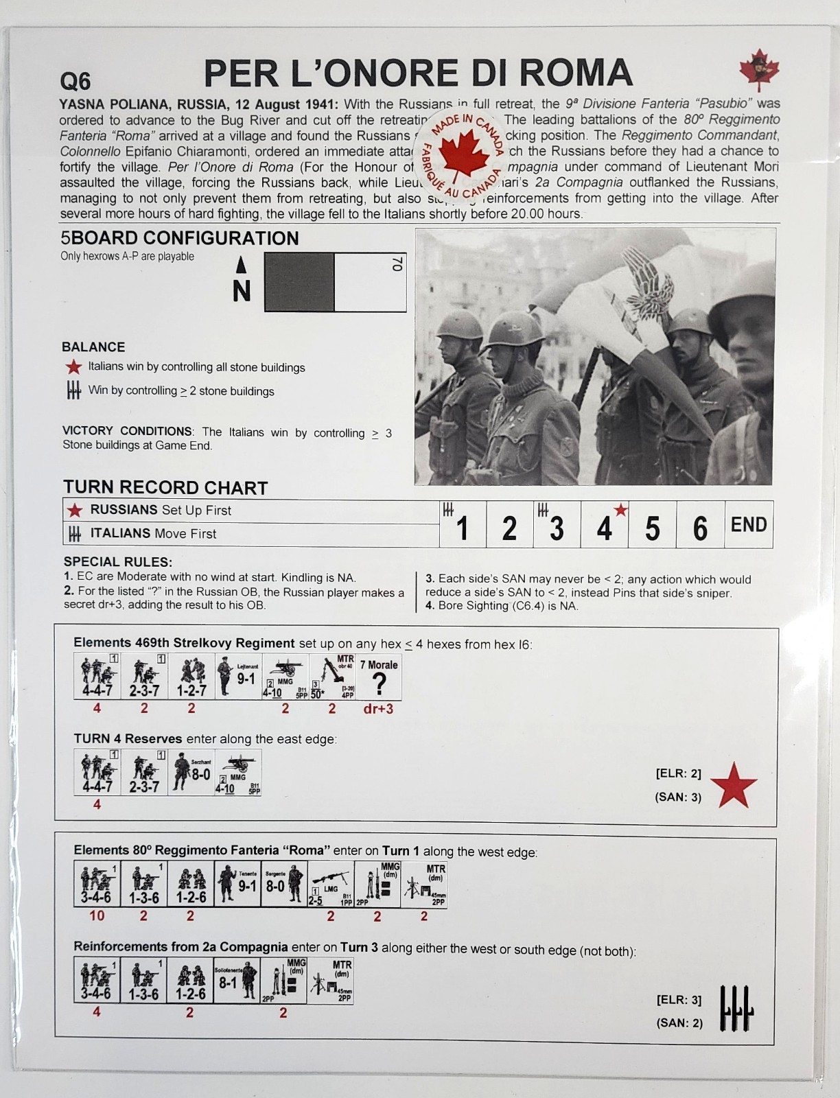 Quick 6 Scenario Pack I II III IV V NEW ASL Packs 1 2 3 4 5 Lone Canuck Pub