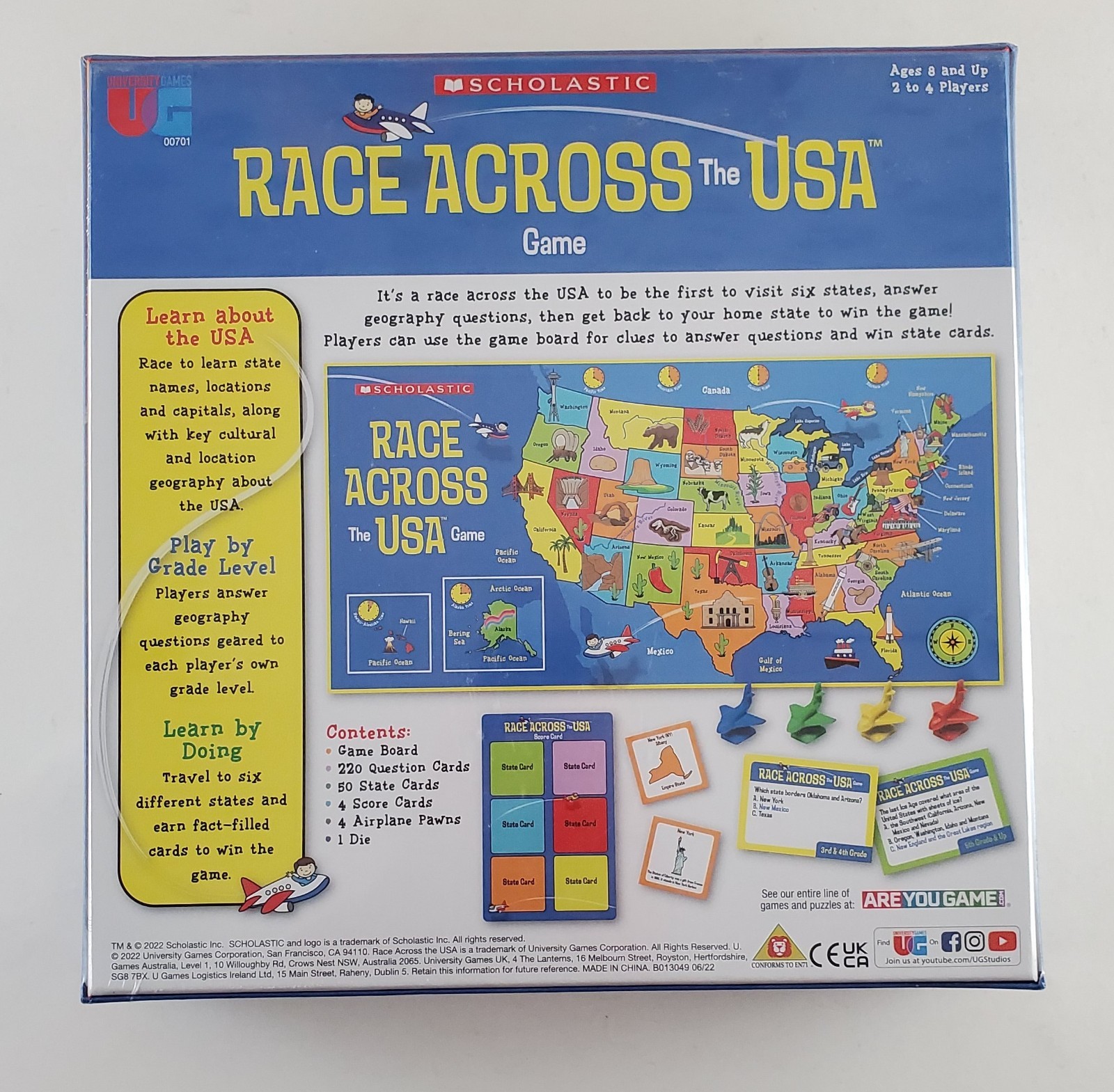Scholastic Race Across the USA Board Game New Sealed Ages 8 and Up