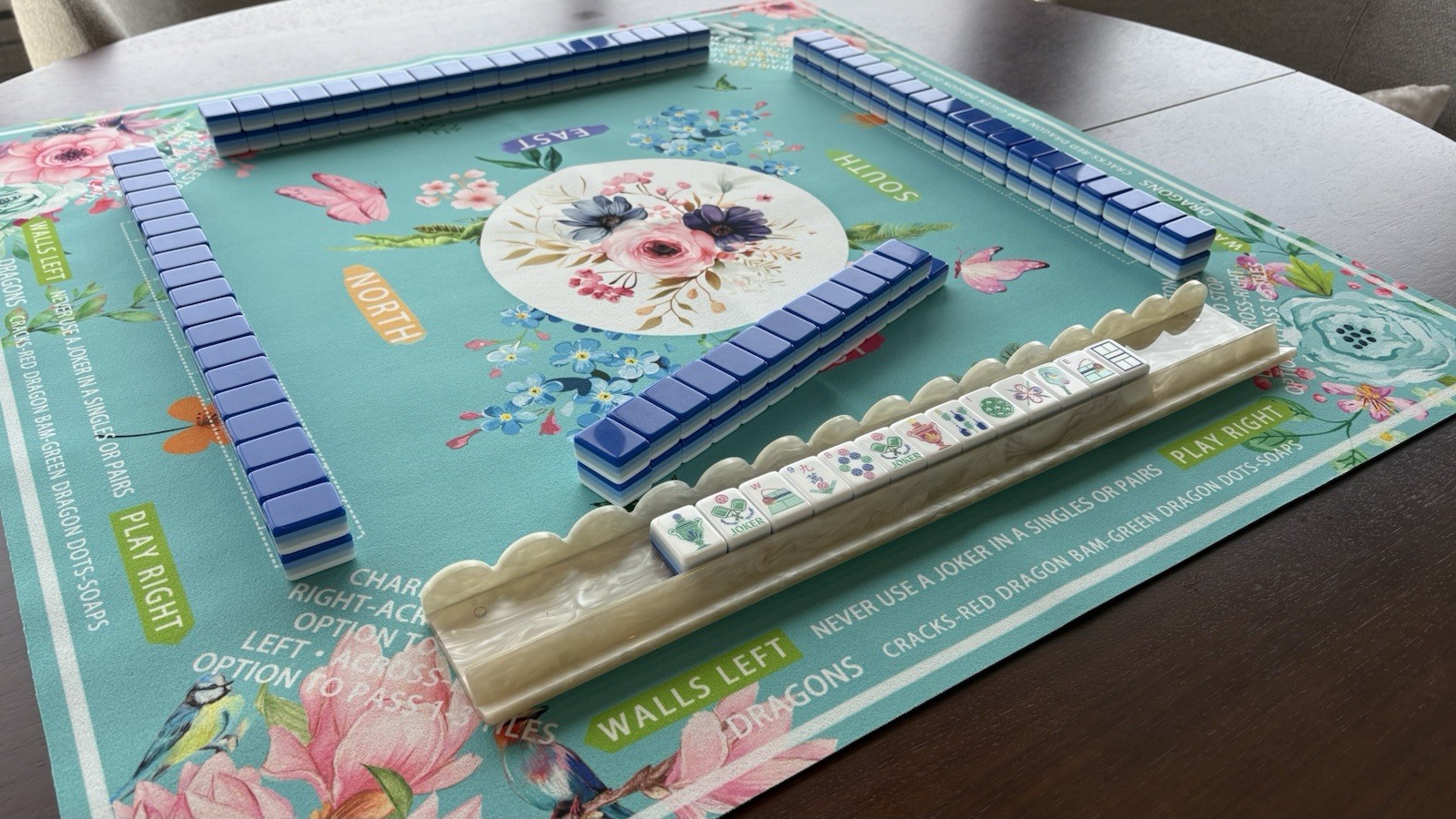 New Blue Pickleball American Mahjong Engraved/Acrylic Tiles + Bag + Free Ship
