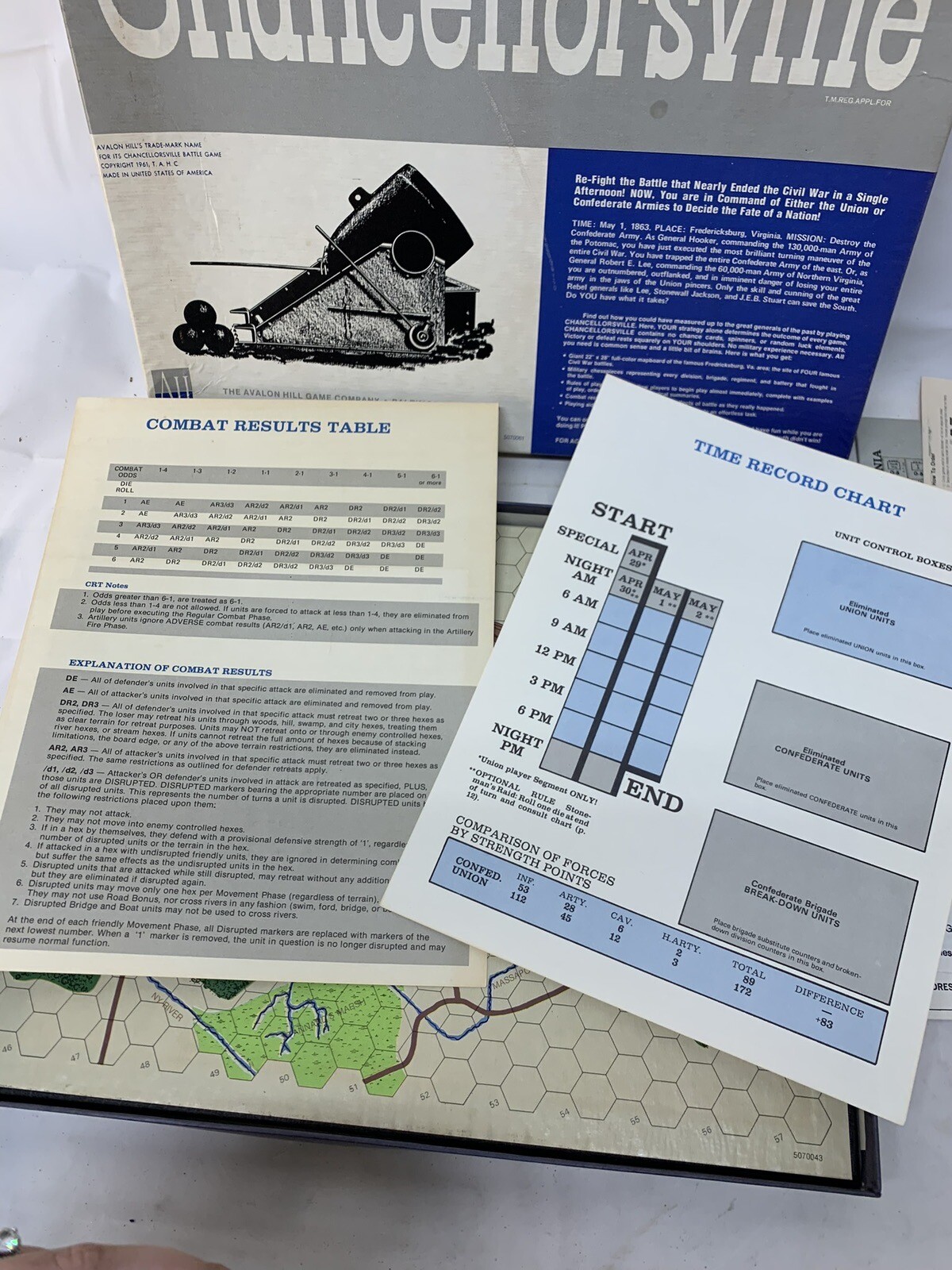 Vintage Avalon Hill Chancellorsville American Civil War Game (UNPUNCHED) 2nd Ed.
