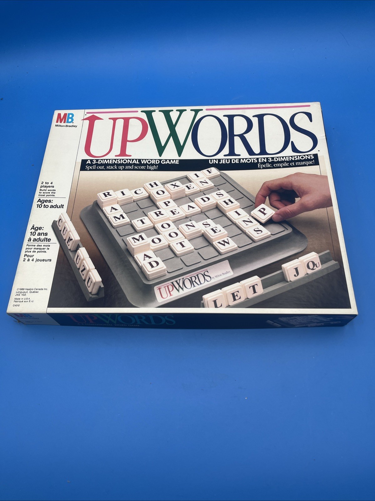 Upwords Board Game Milton Bradley Vintage COLLECTIBLE 1988 Complete 8×8 grid