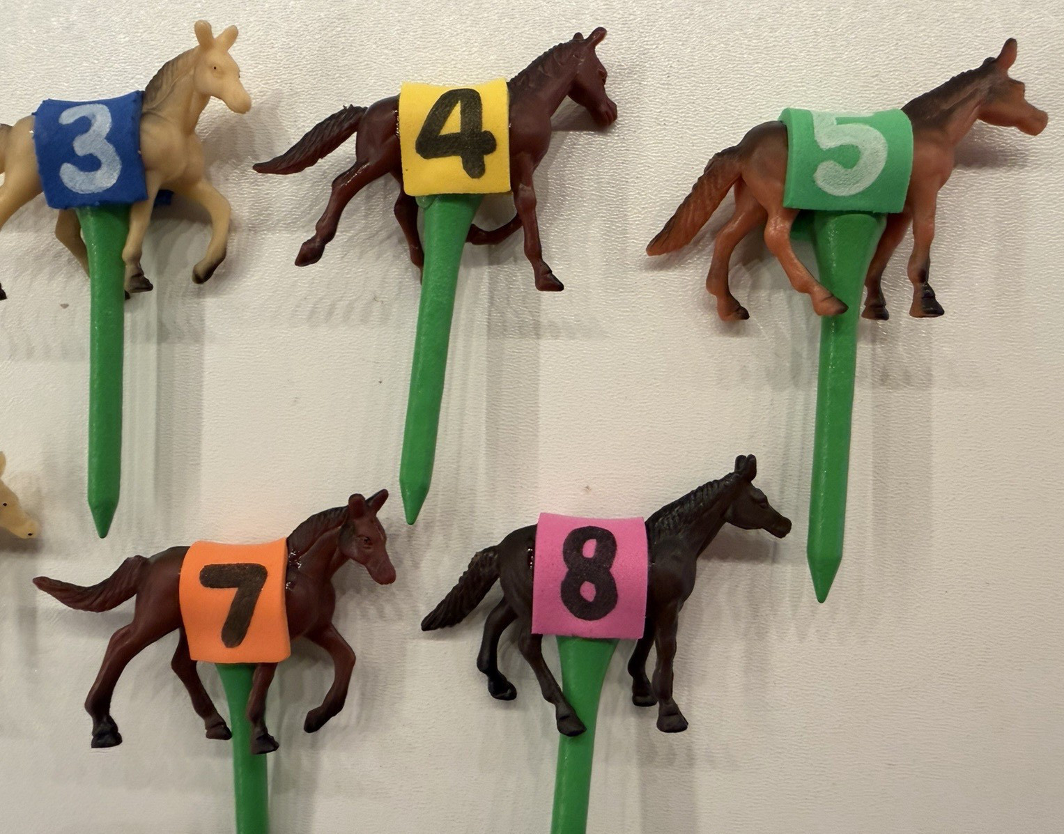 Custom Horse Game Pieces Tokens Race Derby – handmade #’s saddles GREEN tees