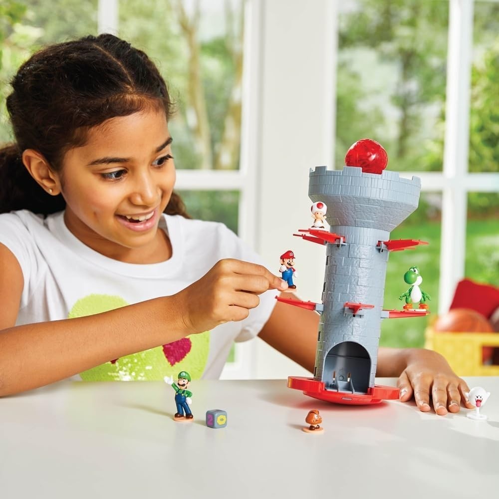 Super Mario Blow Up! Shaky Tower Balancing Game with 7 Collectible Figures