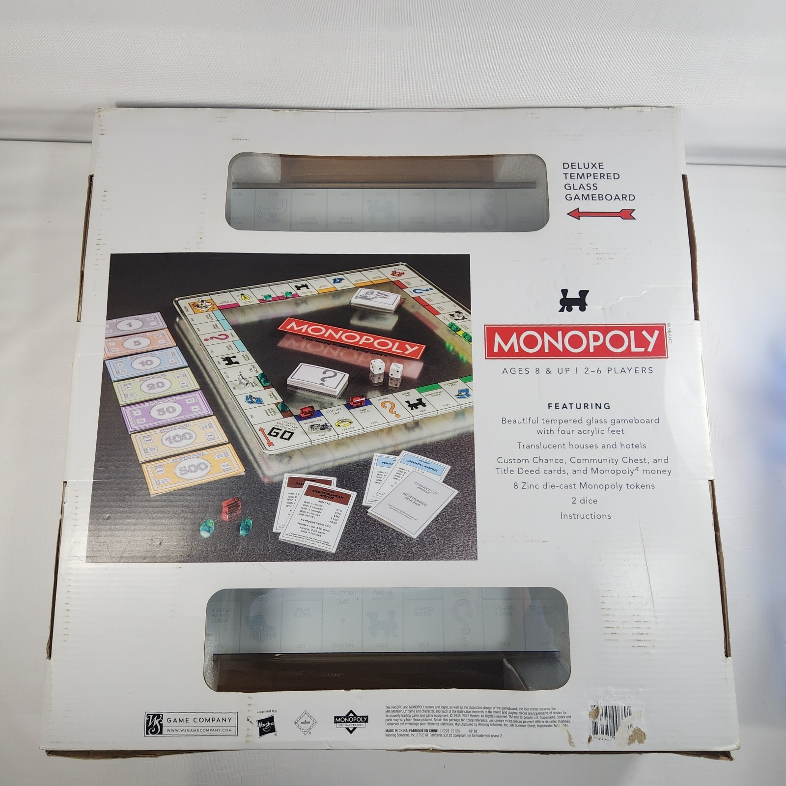 MONOPOLY Tempered Glass Edition W.S. Game Co 2018 COMPLETE