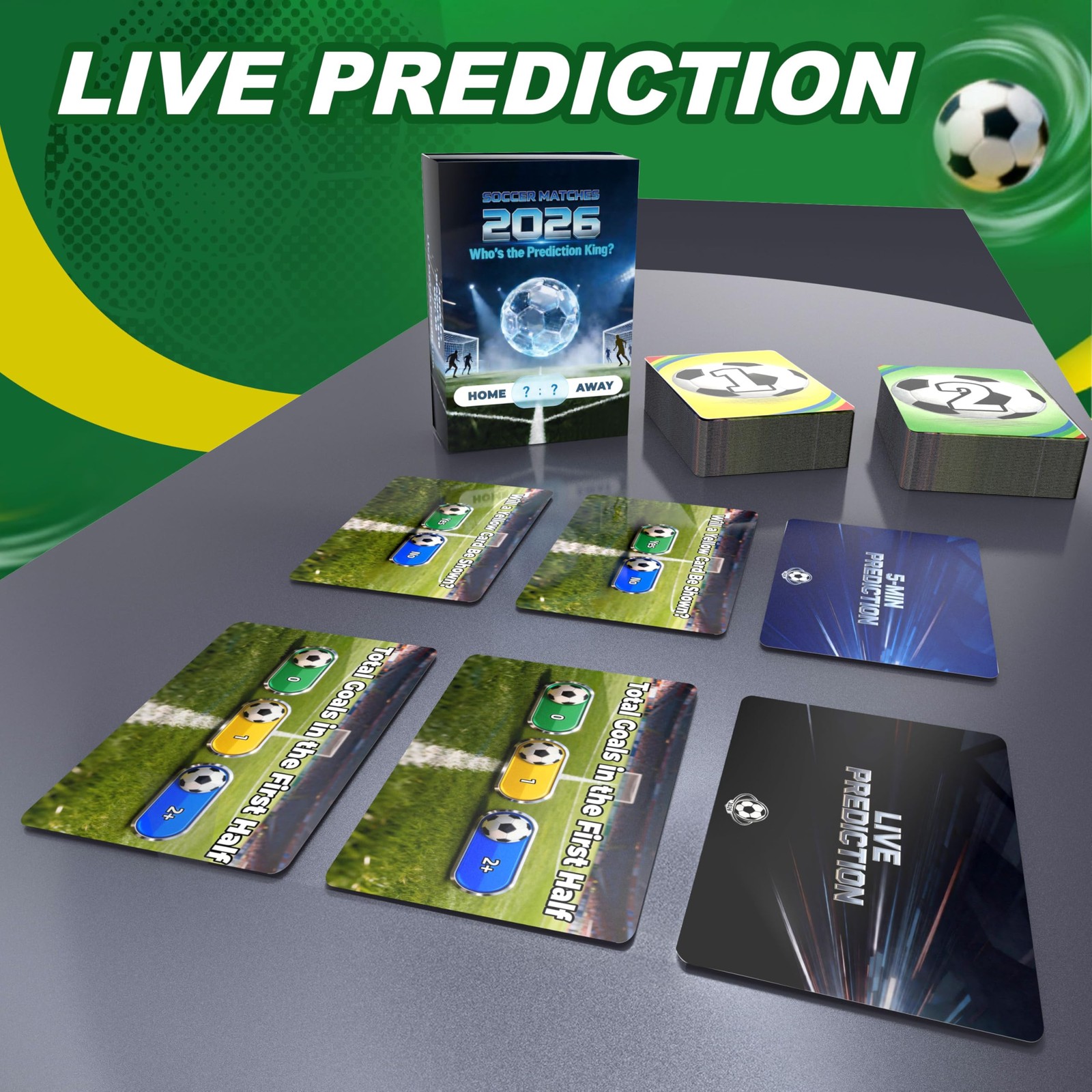 World Cup 2026 Soccer Cards Party Games – 90 Card Set Live Match Prediction C…
