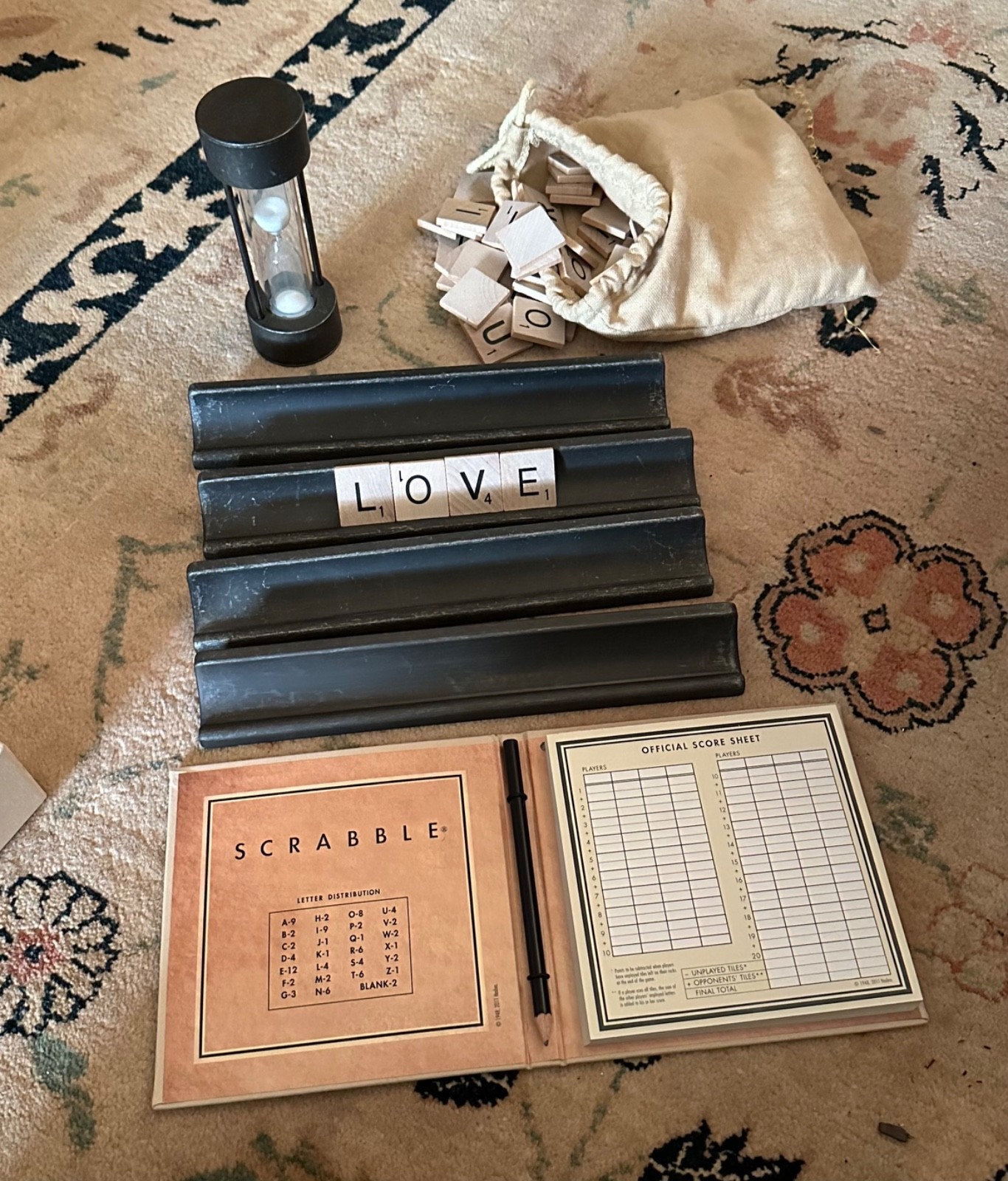 Restoration Hardware Giant Tabletop Scrabble Board Set Lazy Susan