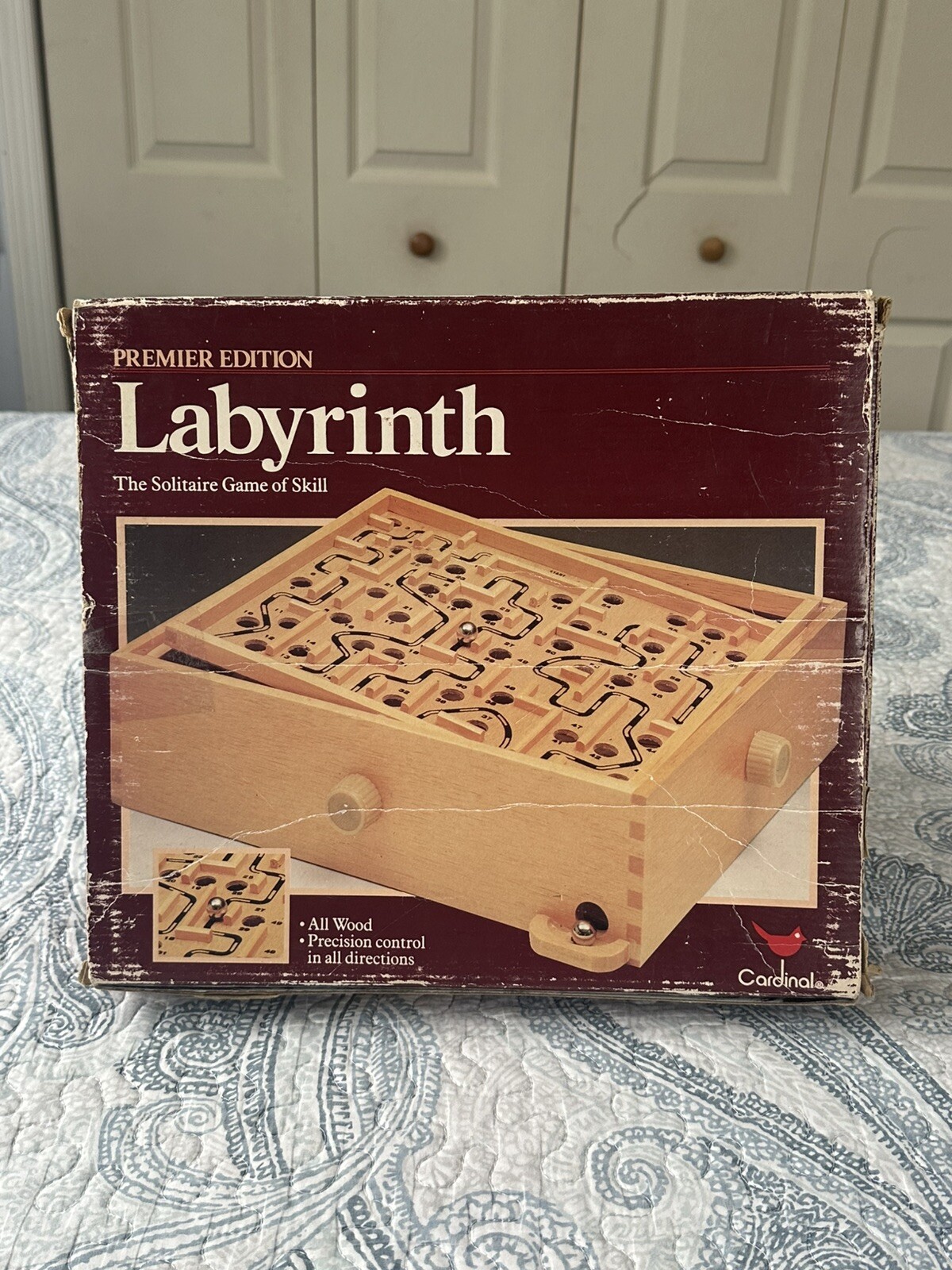 Vintage 1993 Labyrinth Premiere Edition by Cardinal Wooden Marble Game of Skill