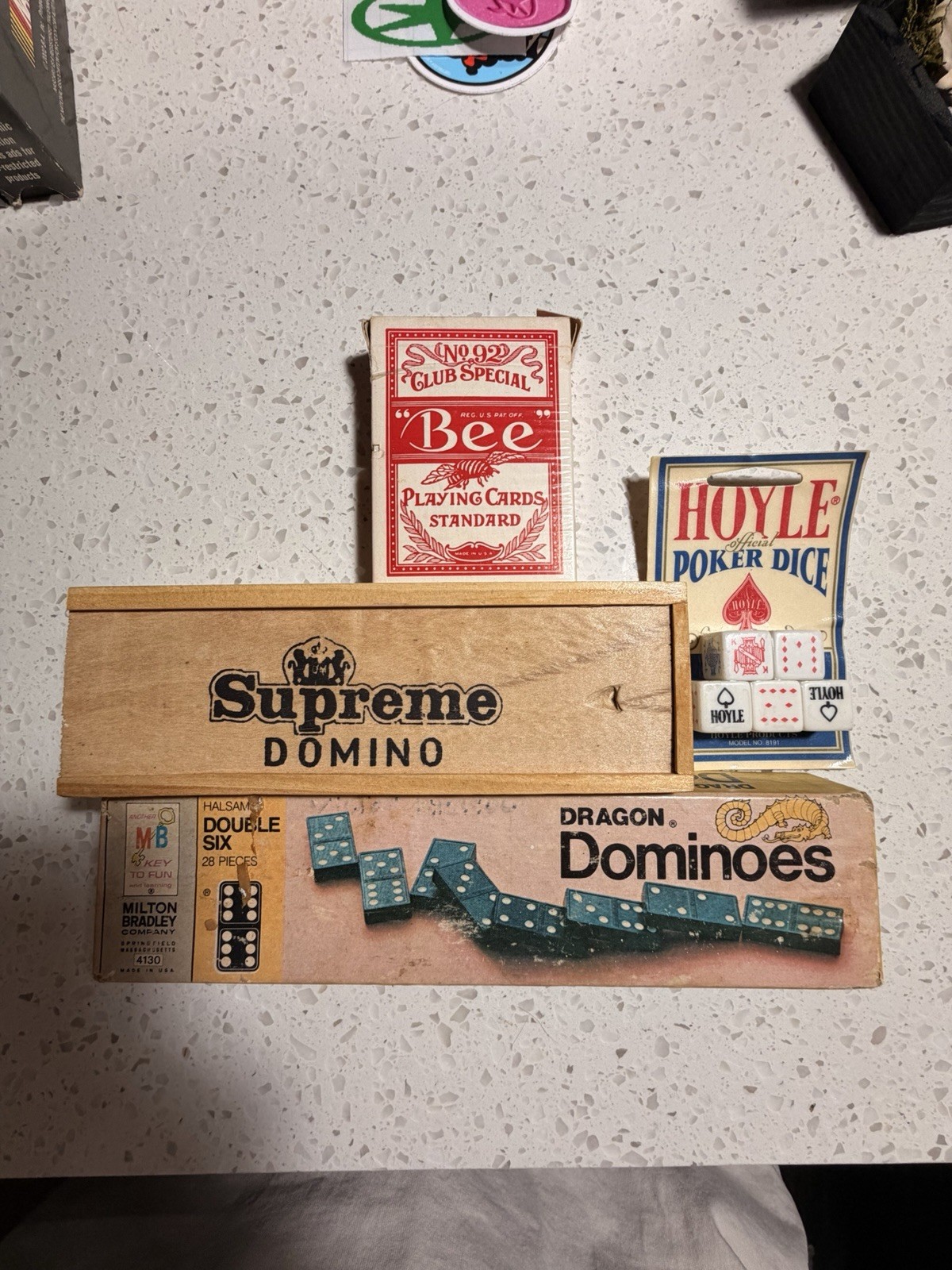 Vintage Dominoes Game Lot Supreme Domino Bee Playing Cards Hoyle Poker Dice