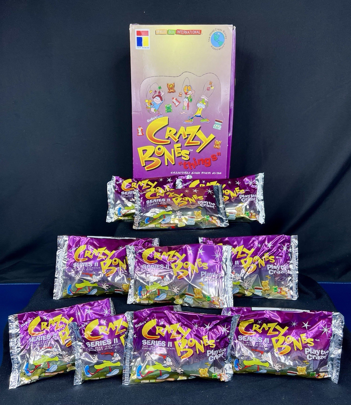 10 Sealed Packs GoGo’s Crazy Bones Things & Empty Display Box