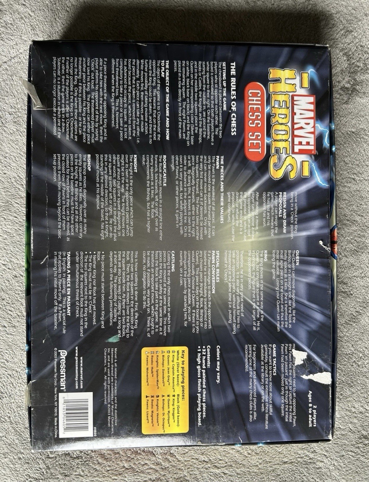 Marvel Avengers Chess Board Game Ironman Thor Black Widow Hasbro 100% Complete