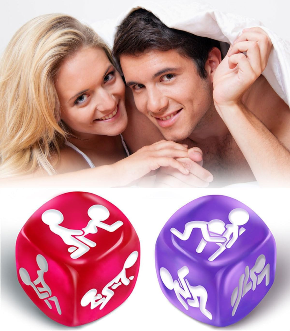 2 Pcs Naughty Date Night Dices for Couples, Sex Game Positon Dice Set Adult with