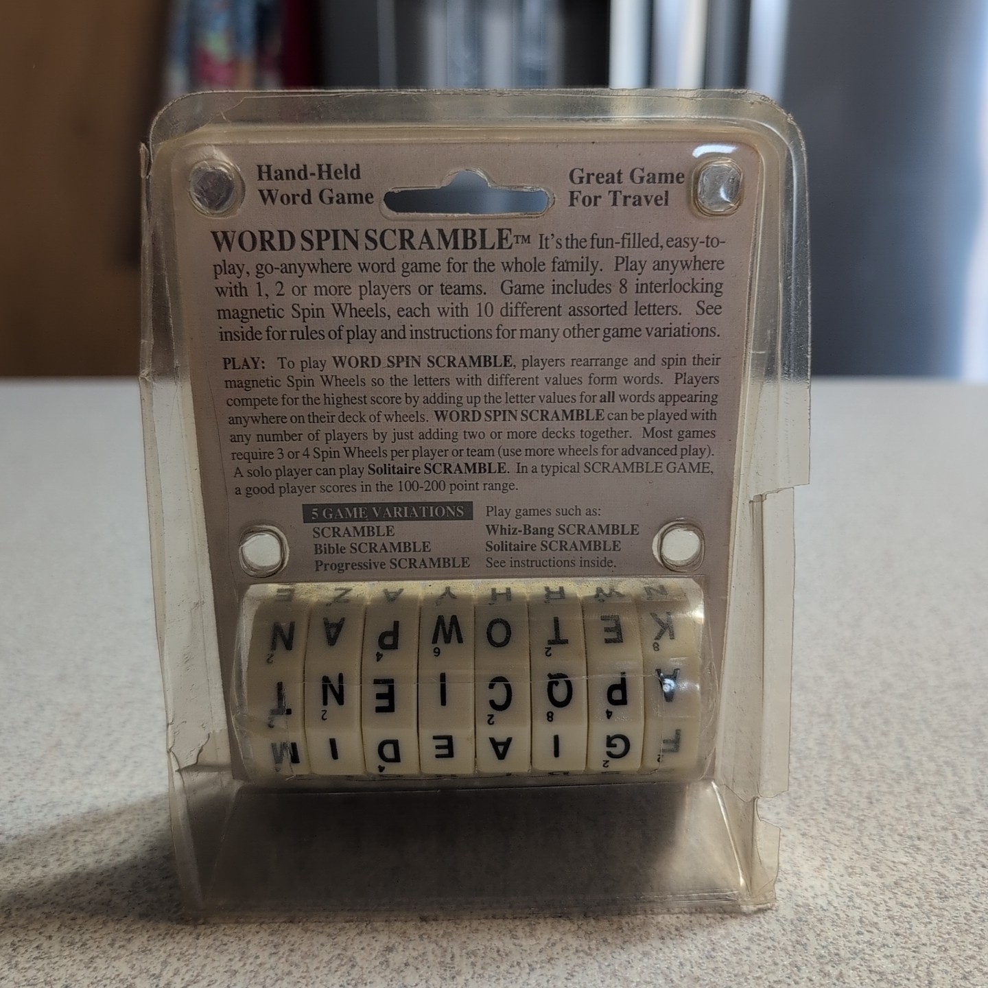 Word Spin Scramble 1995 Hand Held Word Game by Geospace 1 or More Players NEW