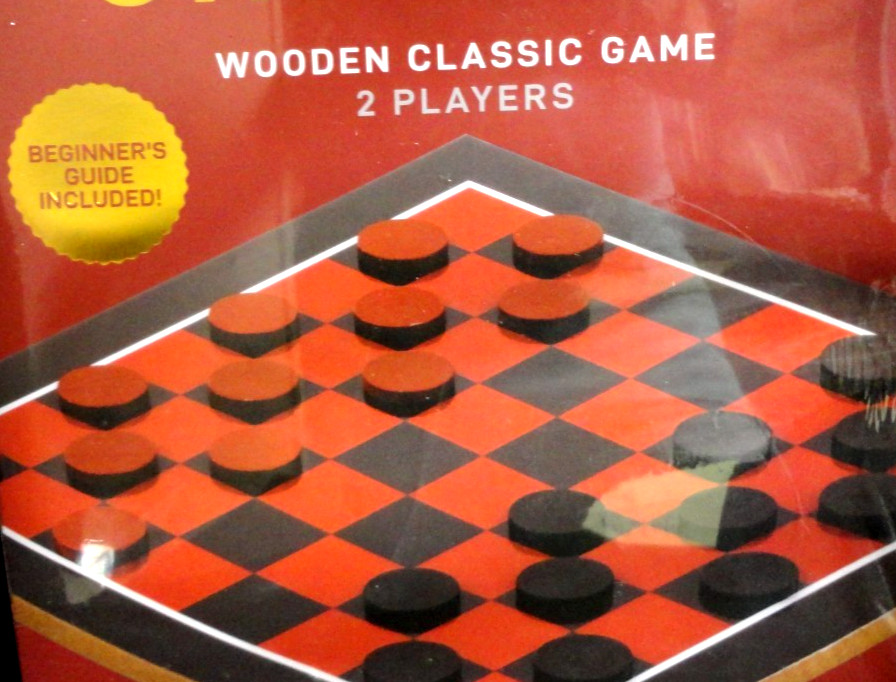 Checkers Wooden Classic Game NEW! Age 8 up Inc. Beginners Guild , 10×10 Board