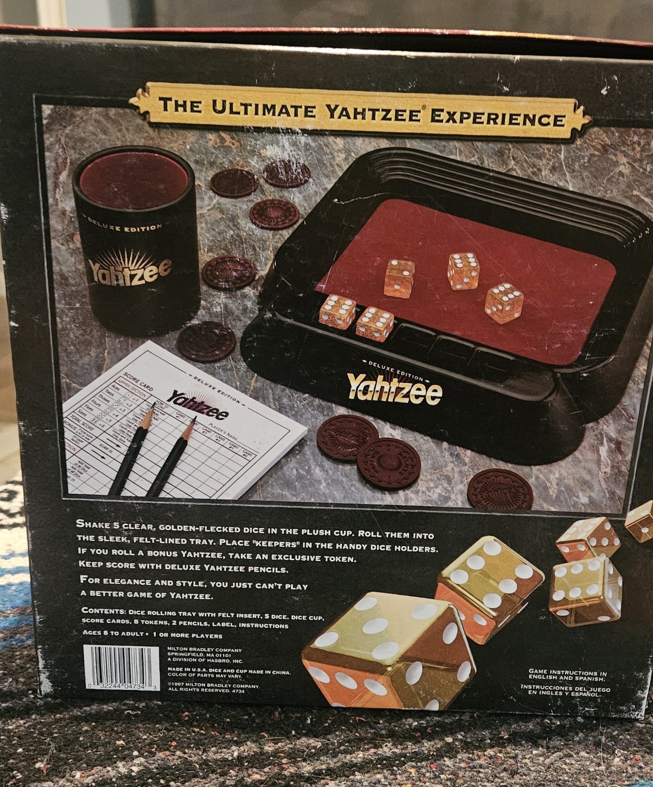 VTG Deluxe Yahtzee Board Game Felt Tray Edition Milton Bradley 1997 Complete