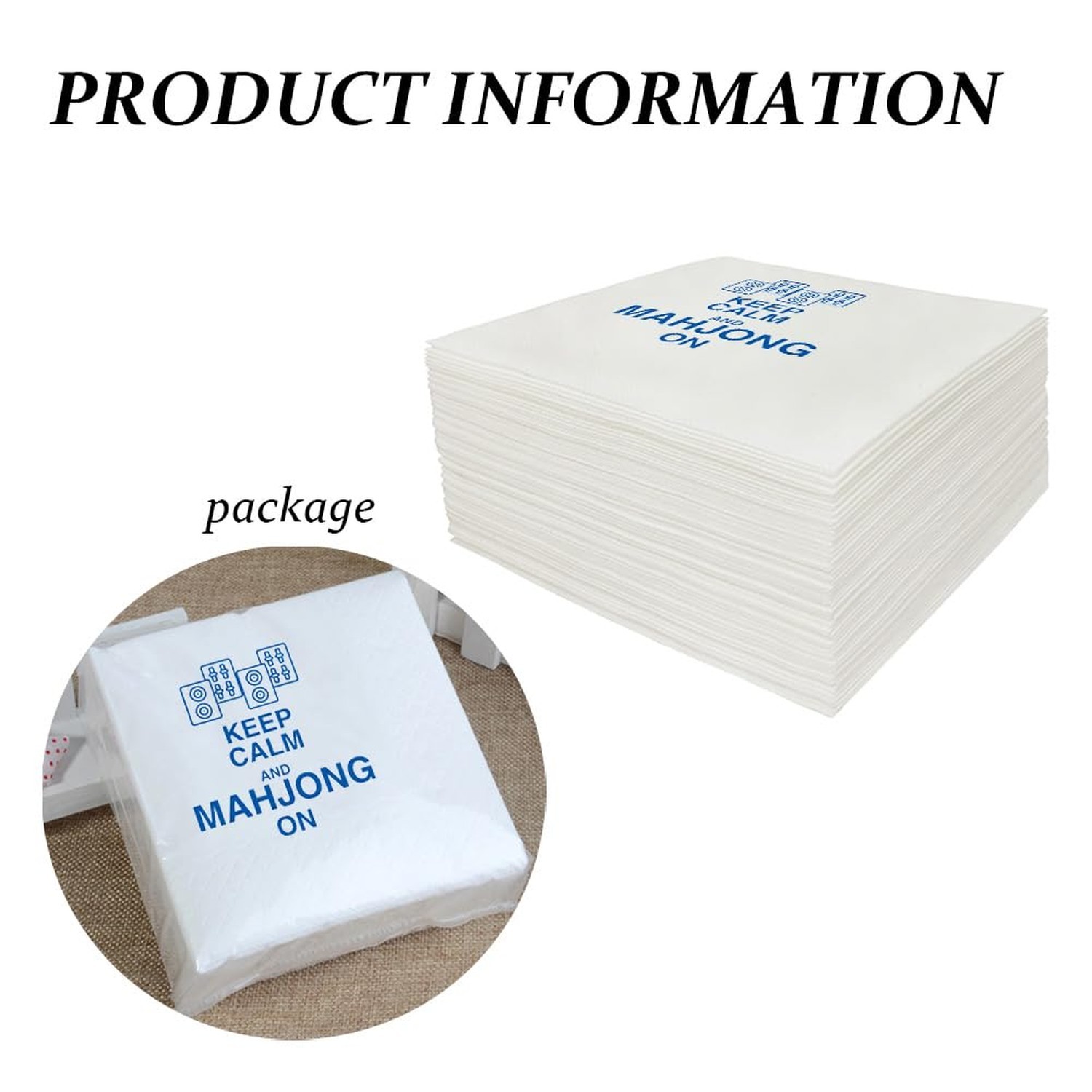 Mah Jongg Cocktail Napkins 50Pcs Keep Calm And Mahjong On Paper Disposable Na…