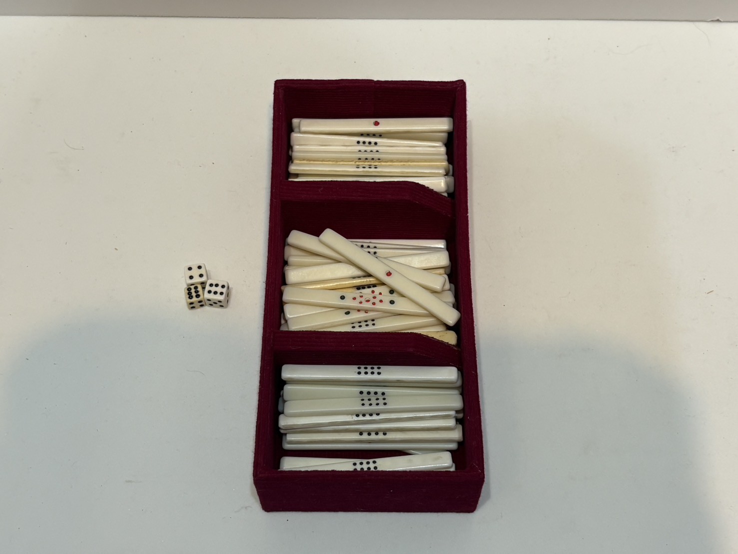 Vintage Japanese Mahjong Tile Set Bone Bamboo 24mm Travel Case Incomplete