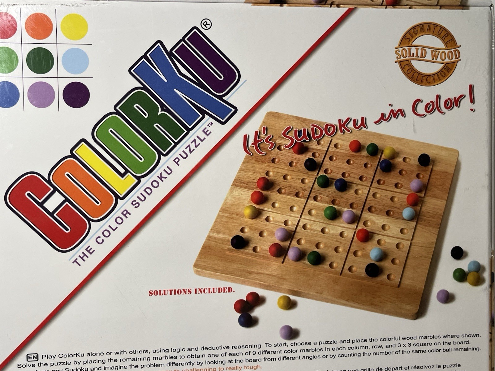 ColorKu Sudoku in Color Solid Wood Strategic Puzzle Board Game with Solutions