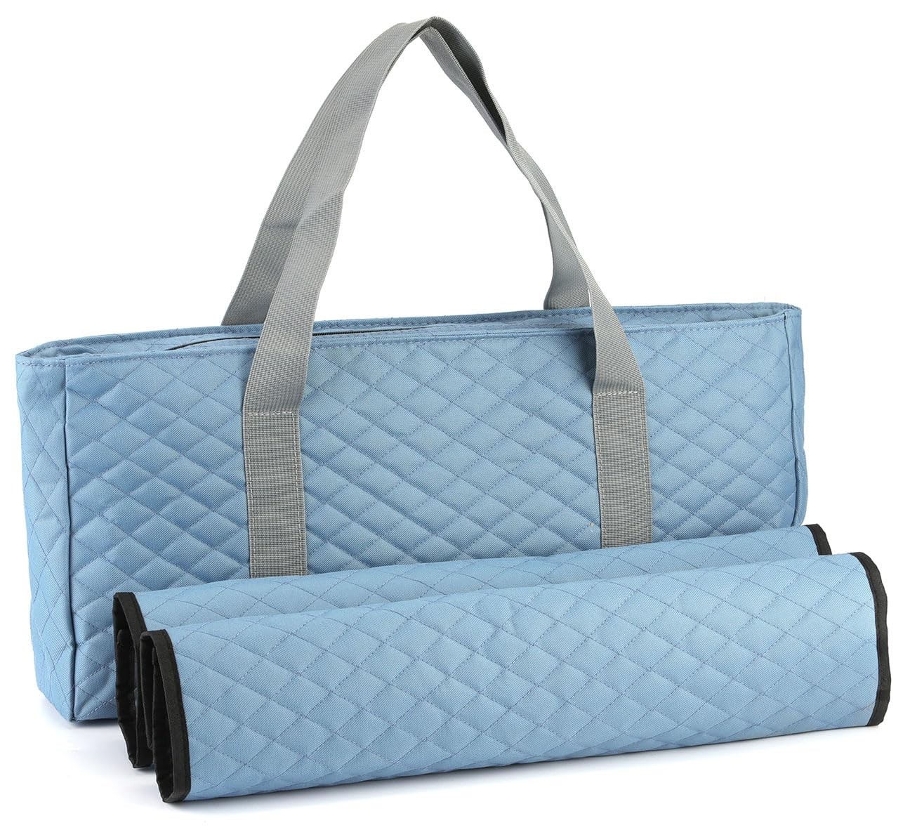 Empty Mahjong Bag Set – Pearl Gray Quilted Soft Case with 2 Wrappers for Amer…