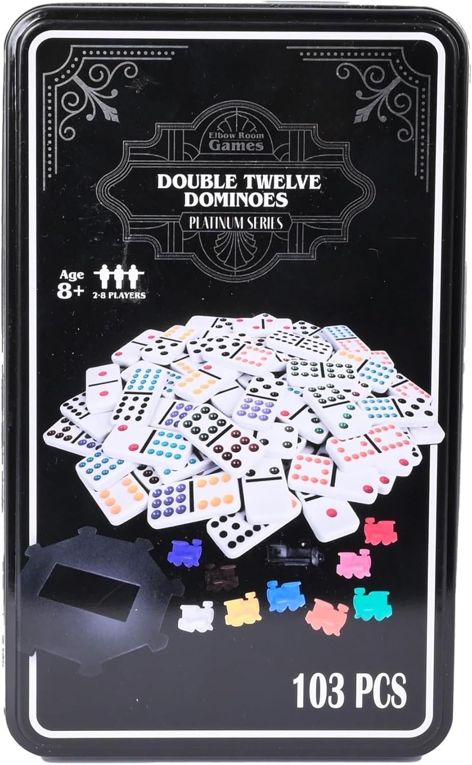 Games Double Twelve Dominoes Set with 91 Dominoes, 10 Trains, Starter Piece, …