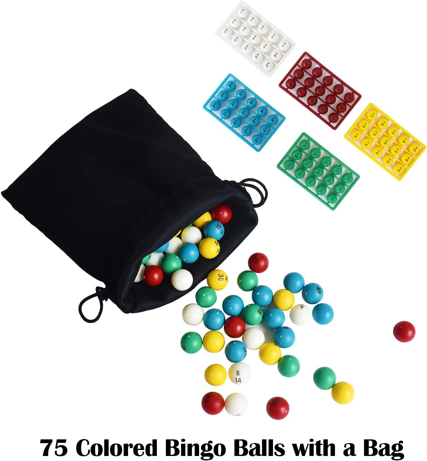 Yuanhe Deluxe Bingo Game Set – Metal round Cage, 75 Colored Balls, 50 Bingo Card