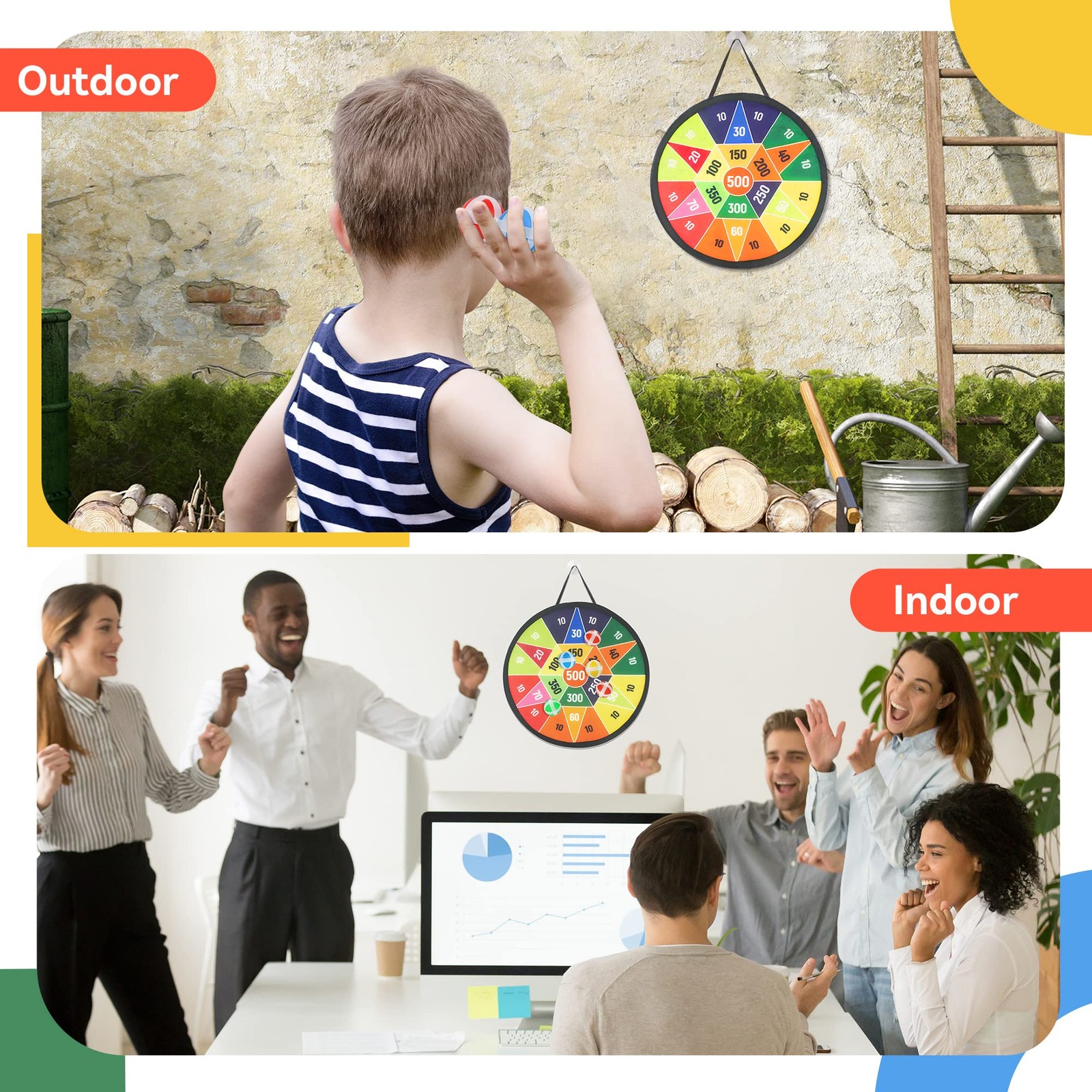 14″ Dart Board for Kids, Dart Game for 3 4 5 6 7 8 9 10 Years Old Boys & Girls w