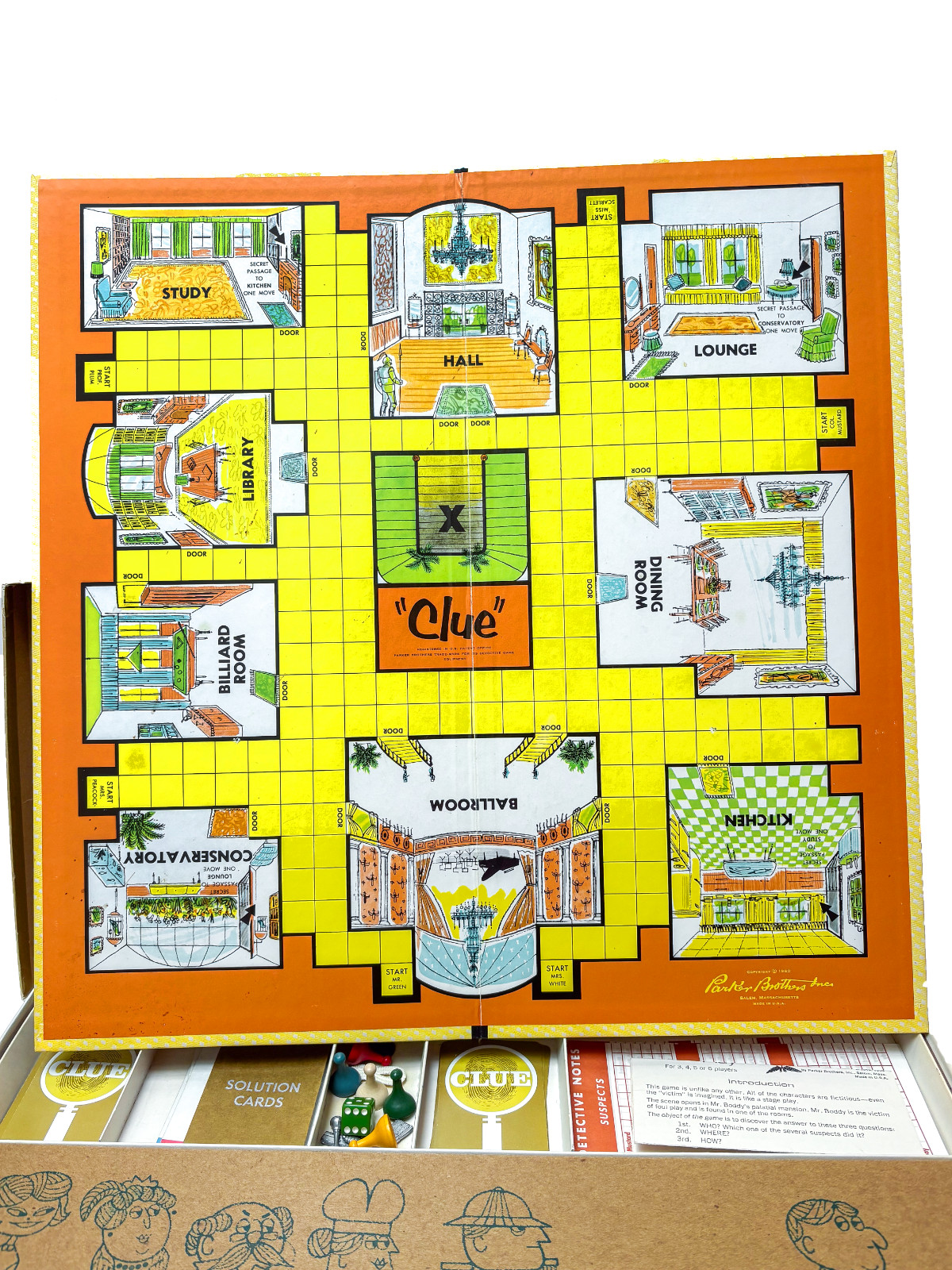 VINTAGE 1963 Parker Brothers Clue Board Game COMPLETE