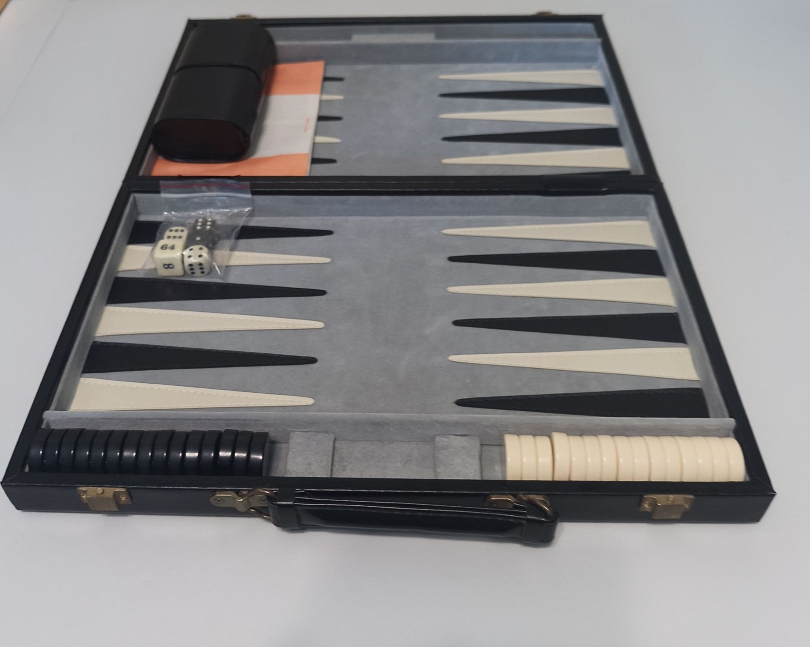 WE Games Black Leatherette Backgammon Set 14.75 x 9.75 Everything Inc