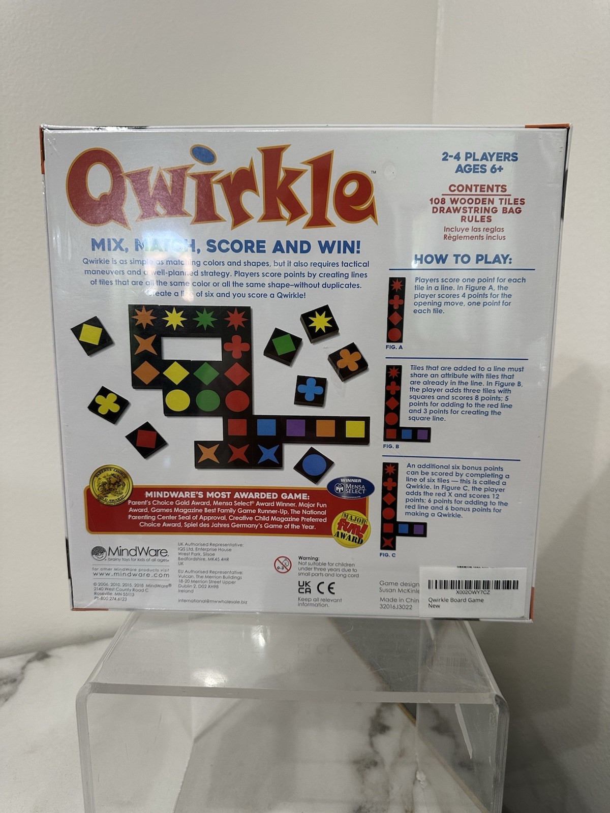 Qwirkle Board Game Wood Tile By Mindware New 2-4 Players