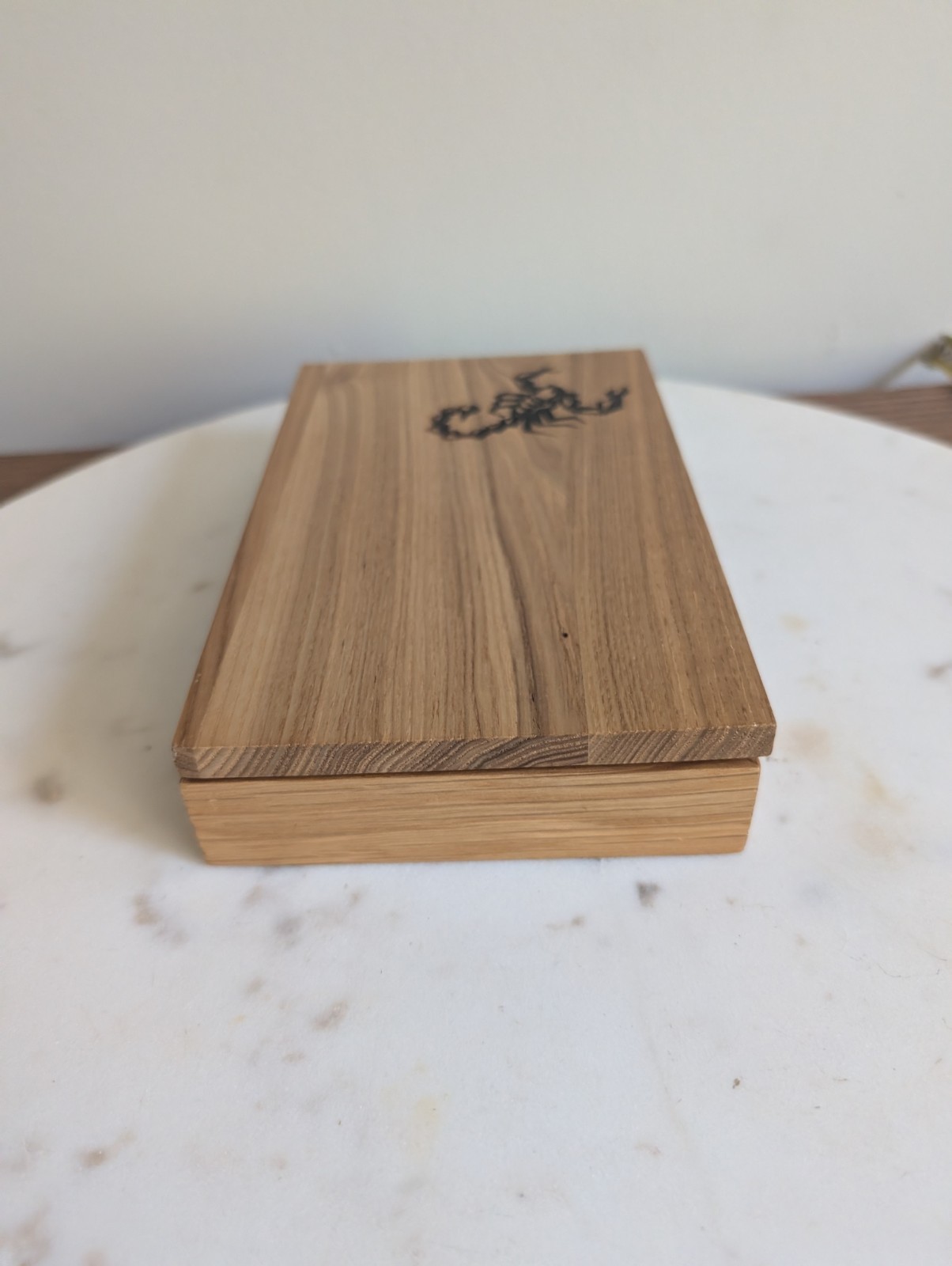 Dominoes Set 28 Tiles in Handmade Wood Storage Box Scorpion Inlay Lid