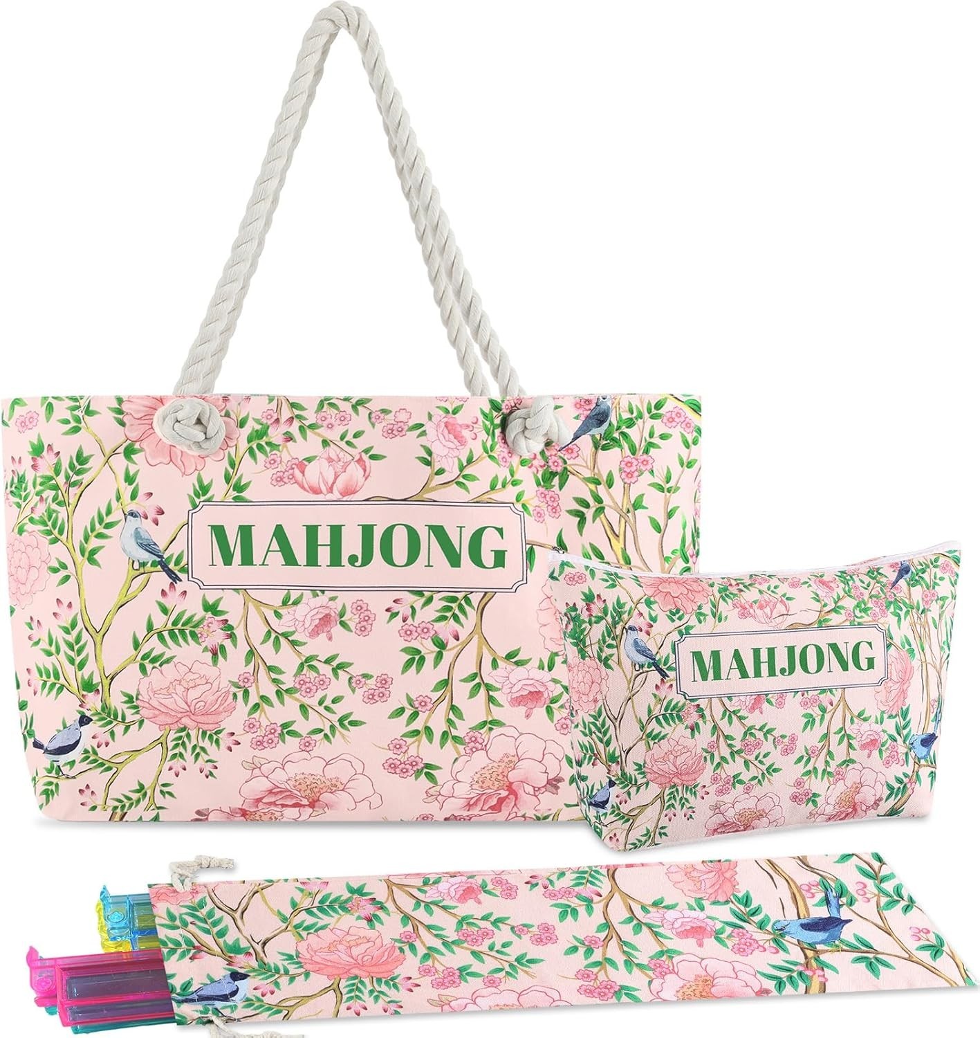 Empty Mahjong Bags Set for Tiles and Racks 24x13x4.7 Inch American Mahjong Ca…