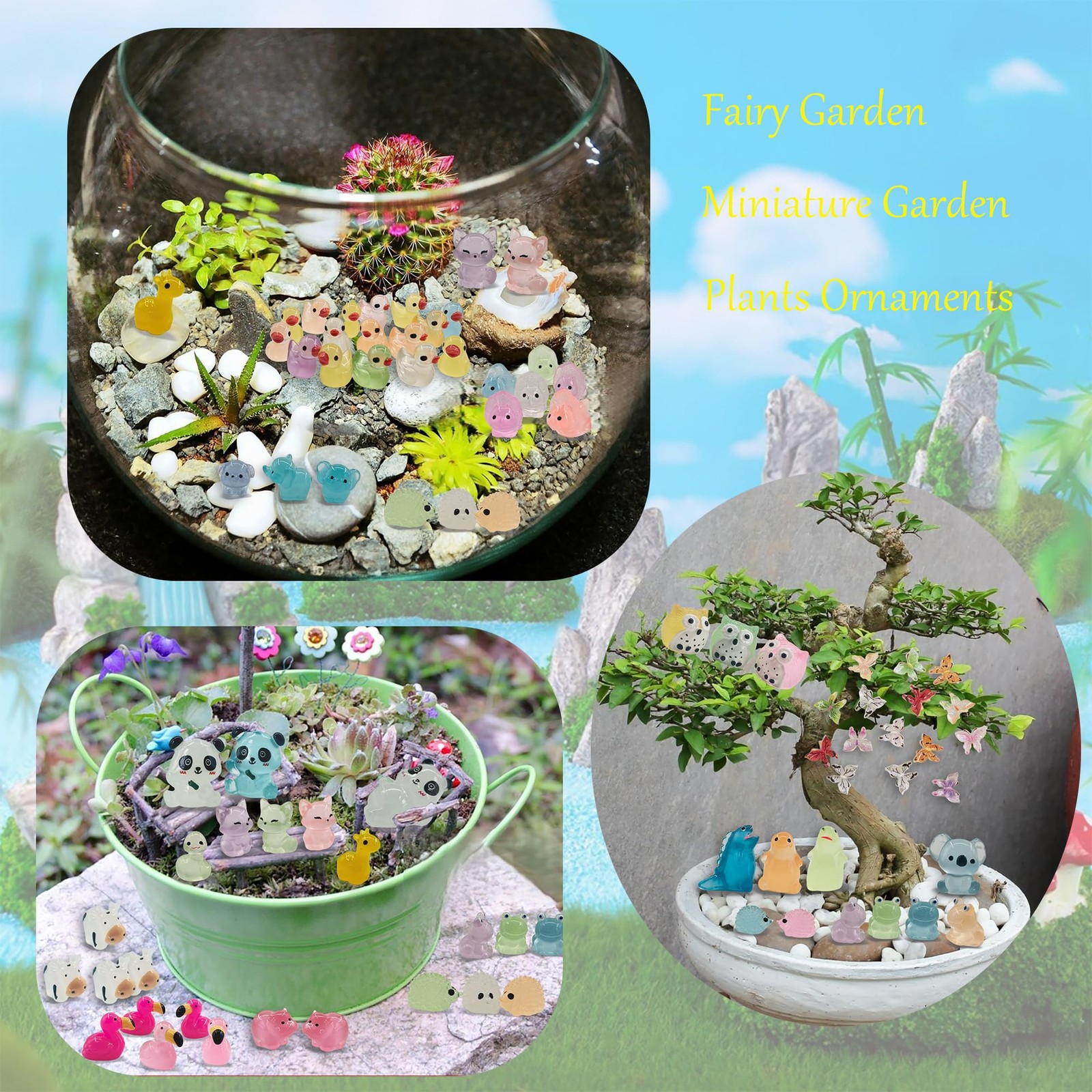 120 Pcs Luminous Mini Resin Animals Tiny Resin Figurines Glow in The Dark Tin…