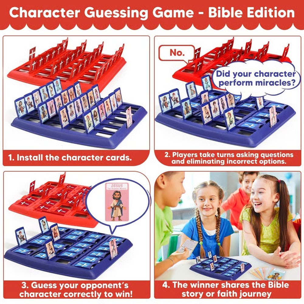 Guess Bible Who I Am Board Games for Kids Classic 24 Characters Toys ET