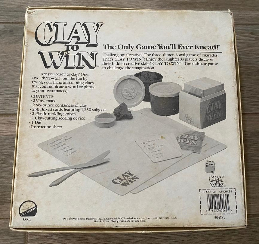 Vintage 1988 Clay to Win Coleco Creative Charade Board Game