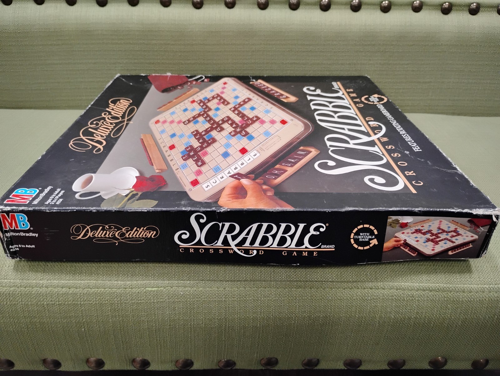 1989 Scrabble Deluxe Edition 100% COMPLETE Rotating Turntable Board Game