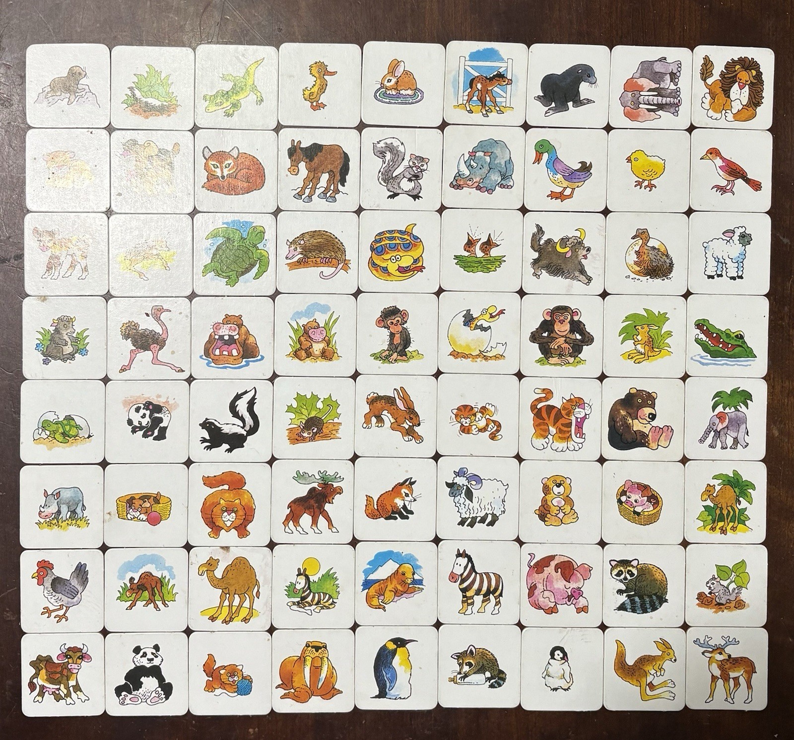 Vintage 1986 Memory Card ANIMAL FAMILIES Milton Bradley – USA Made *COMPLETE*