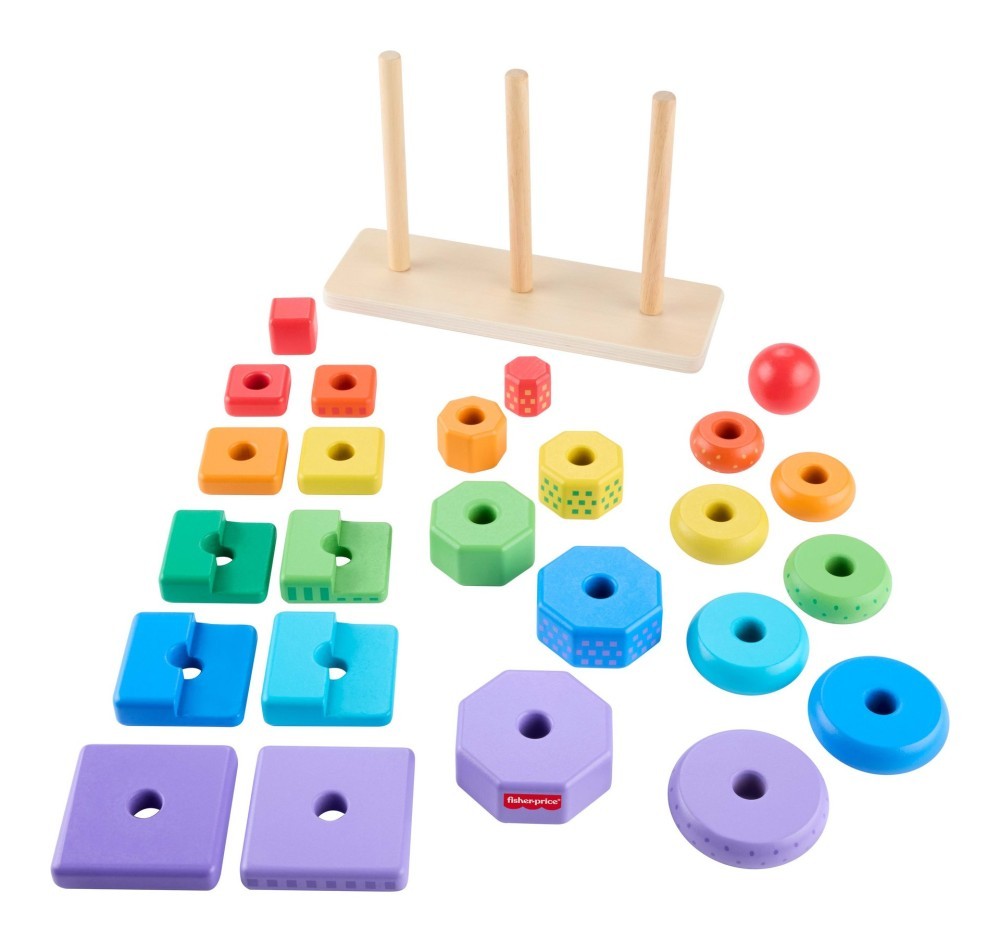Fisher price Set of 3 Stackable Shape Sorter Pyramids (18-36m) Multicolor