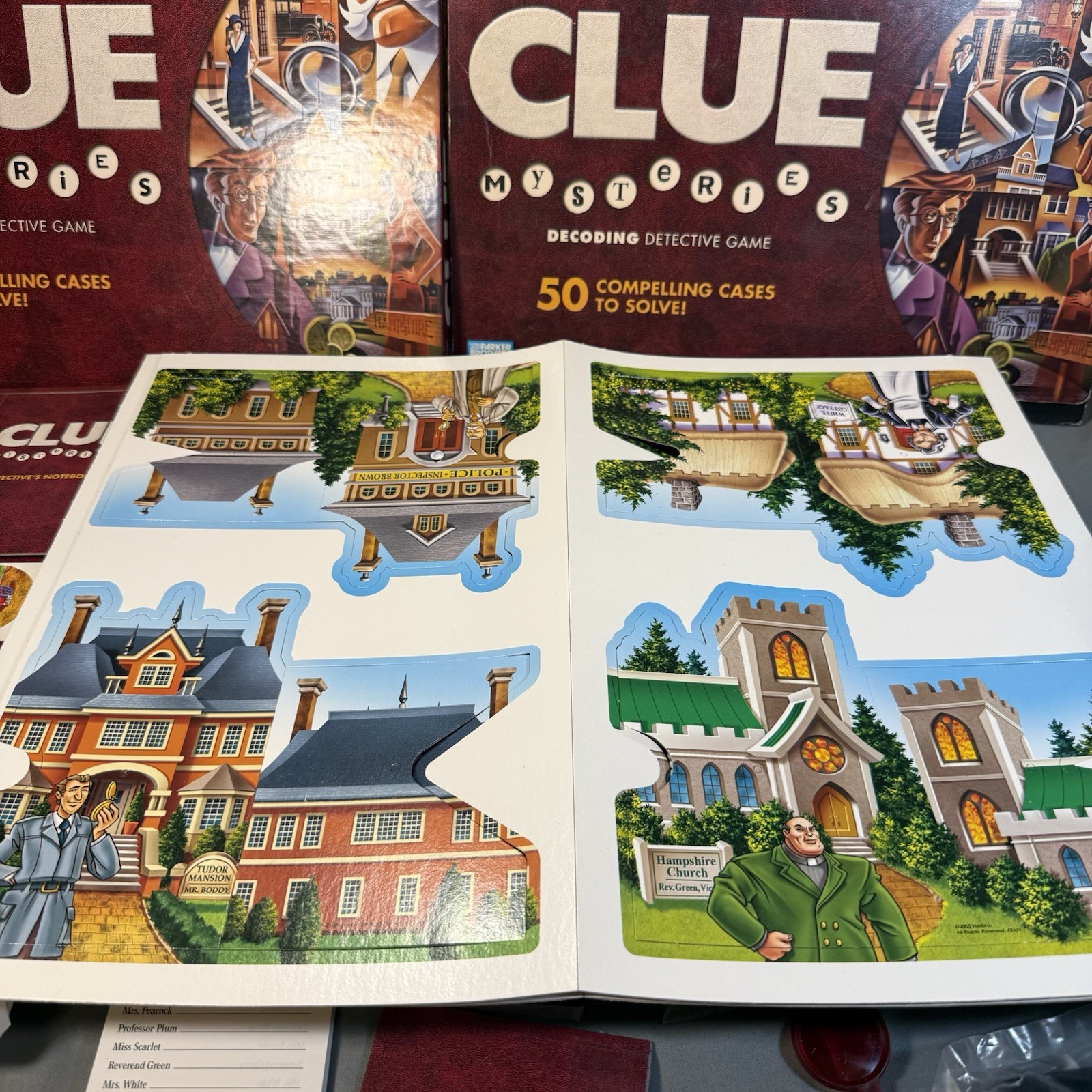 CLUE Mysteries 2005 Parker Brothers Decoding Detective Board Game 100% Complete