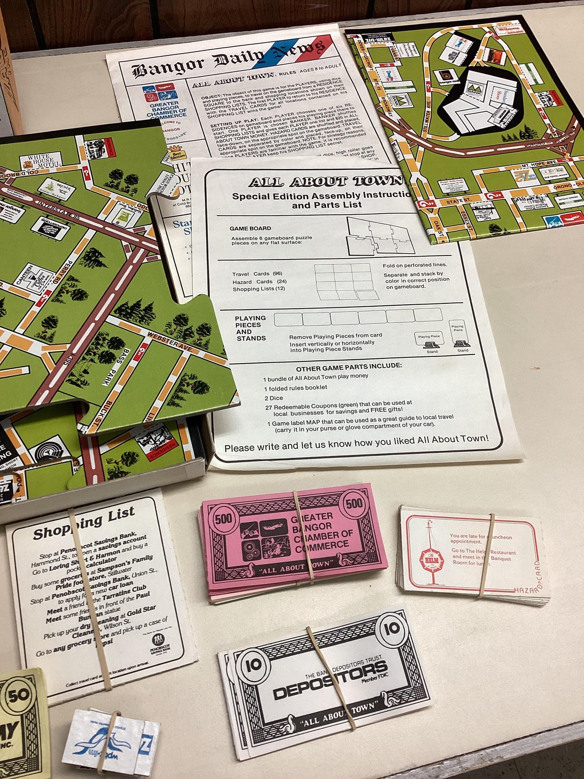 Vintage All About Town Greater Bangor Maine Board Game 1979 Map Multicolor