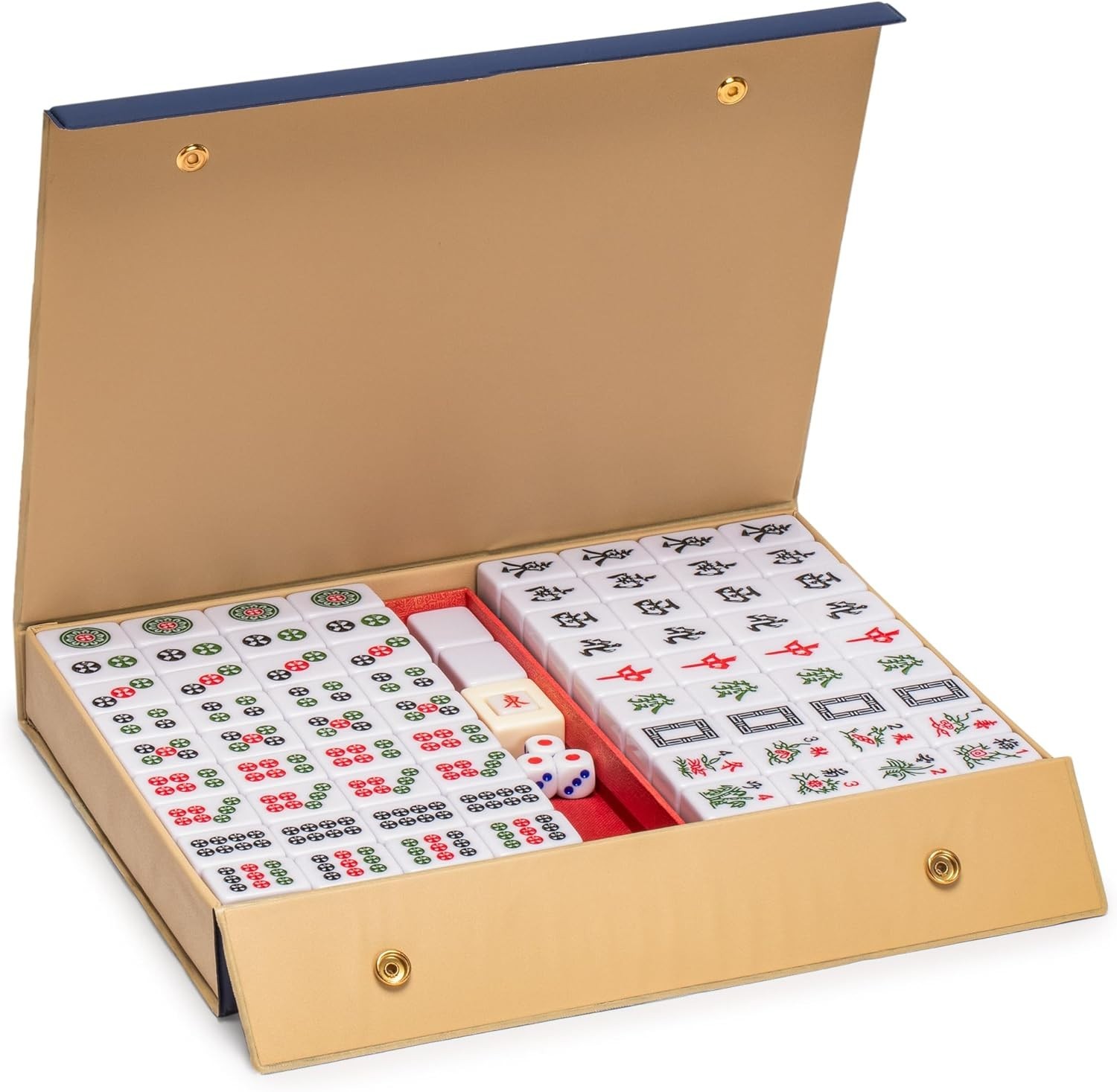 Yellow Mountain Imports Bleau Royal Chinese Mahjong Set 146 Med Tiles Blue Case