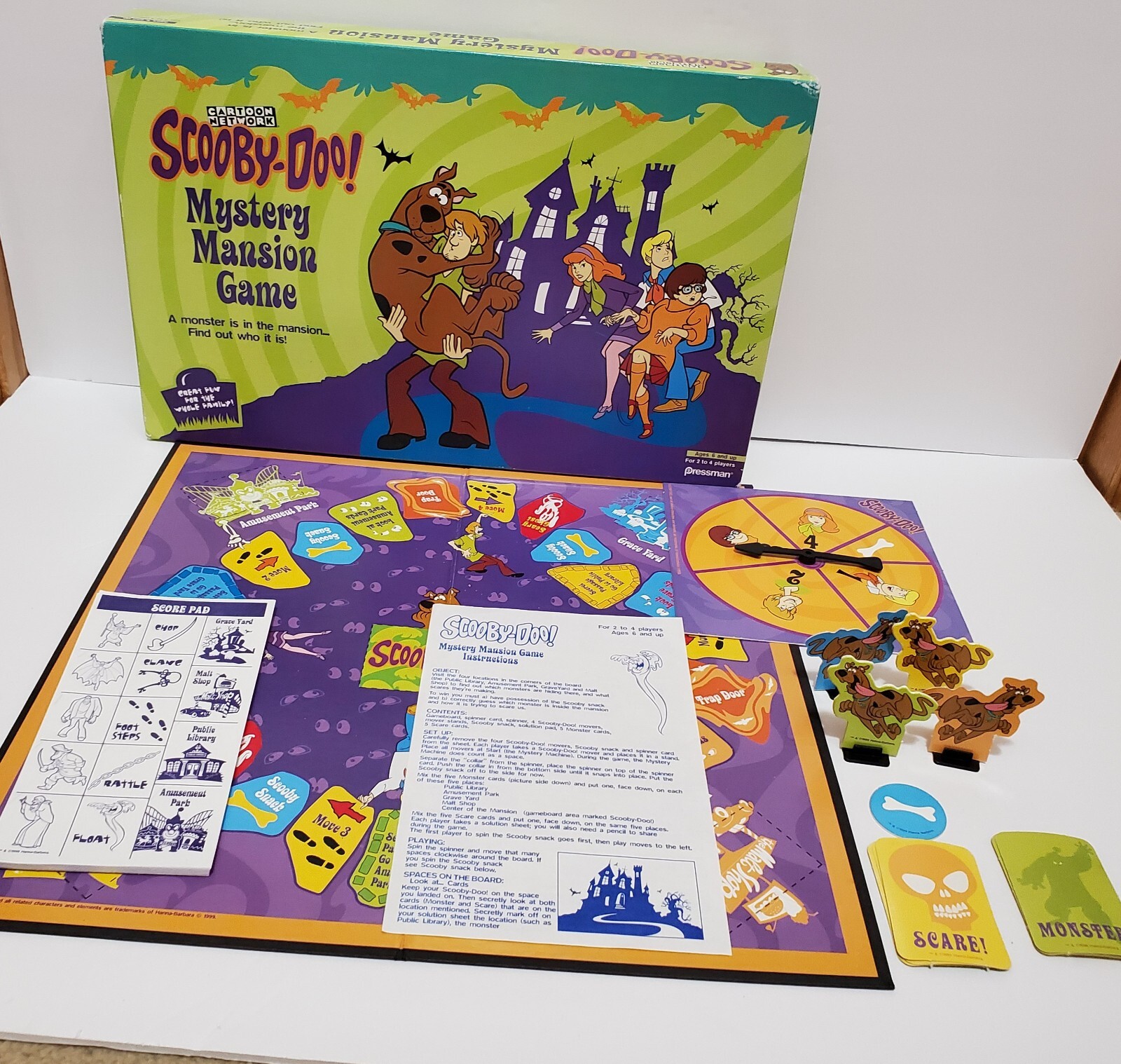 CT1 Scooby Doo Mystery Mansion Board Game 1999 Pressman Cartoon Network Complete
