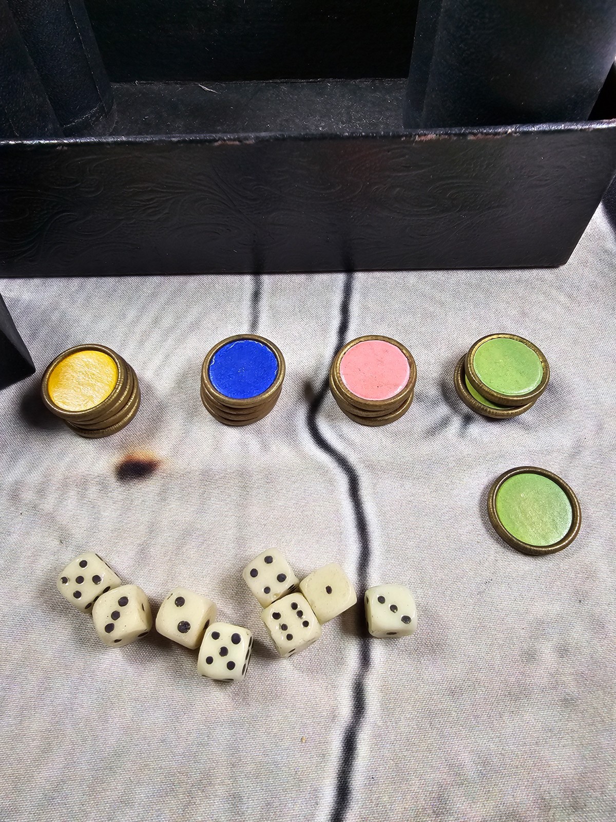1918 Selchow & Righter Parcheesi Popular Edition Brass Counters w/ Instructions