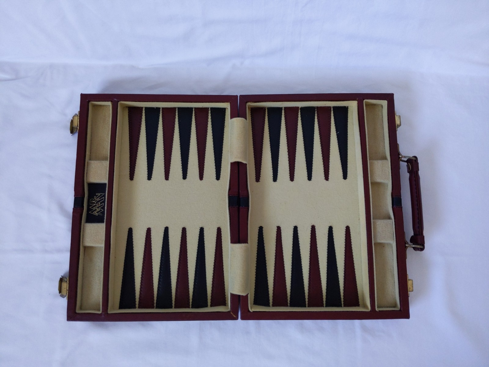 Vintage MR MAN Backgammon Board Game Leather Travel Case Box Brown Briefcase