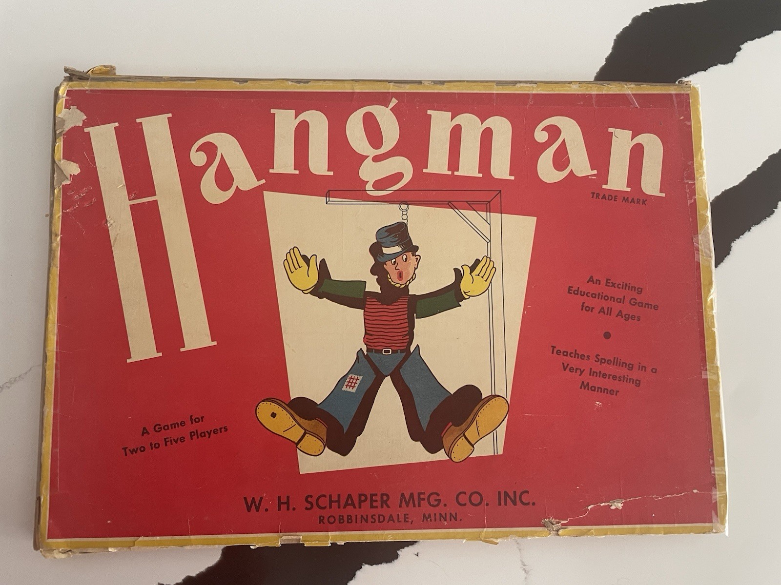 ~ W.H. Schaper Hangman VTG. Board Game Rare First Edition 1st Printing Box~