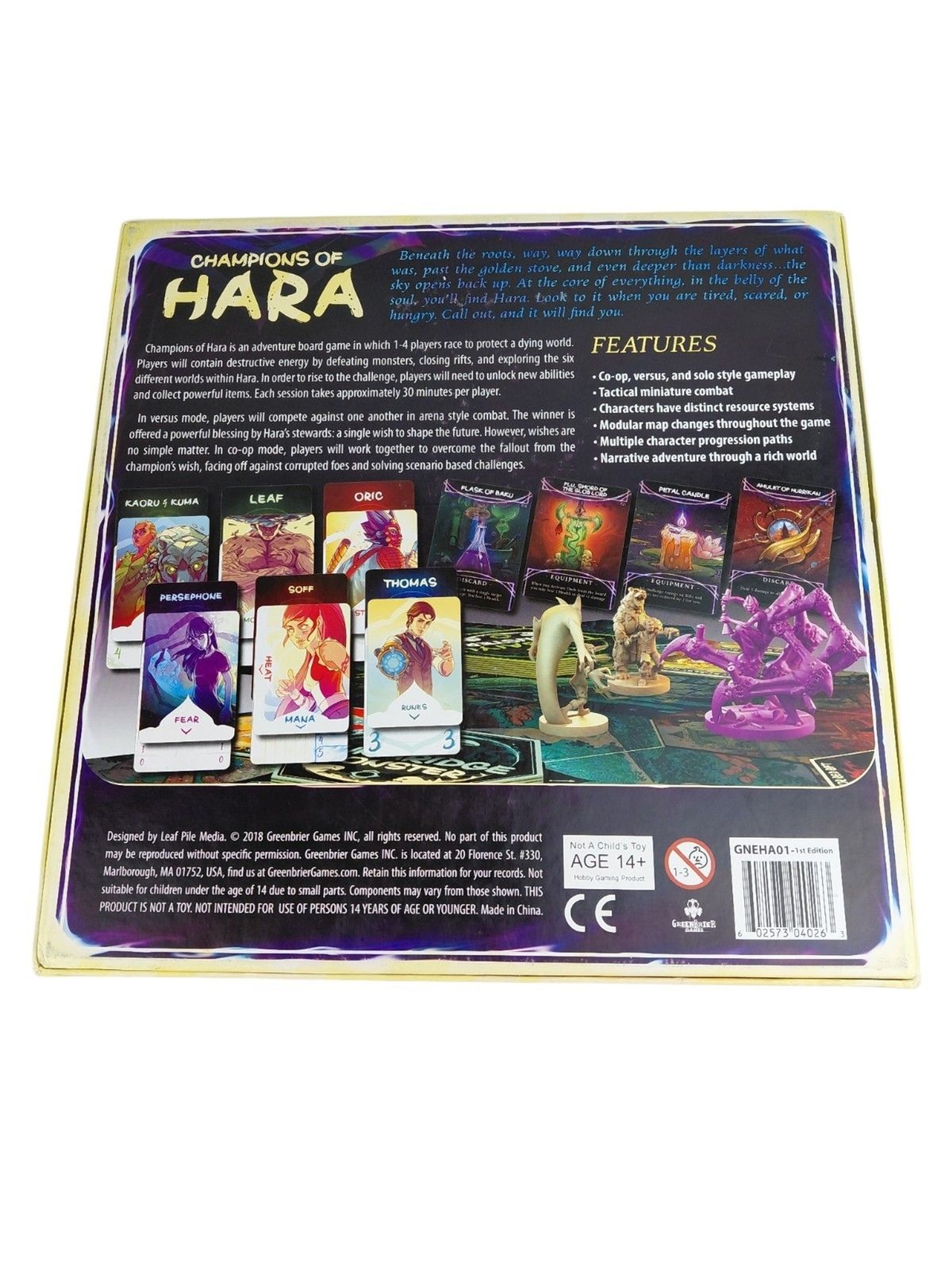 Champions of Hara Board Game Greenbrier Games Complete VGUC