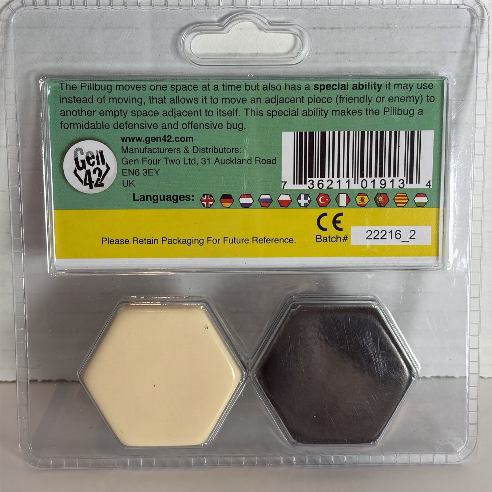 Hive Standard Size The Pillbug Expansion Adds 2 Pieces Gen 42 Tile Game TCI 015