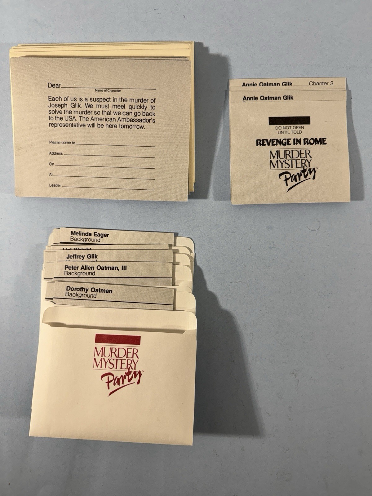 Revenge in Rome Murder Mystery Party Kit Role Playing Special Edition Used 1985