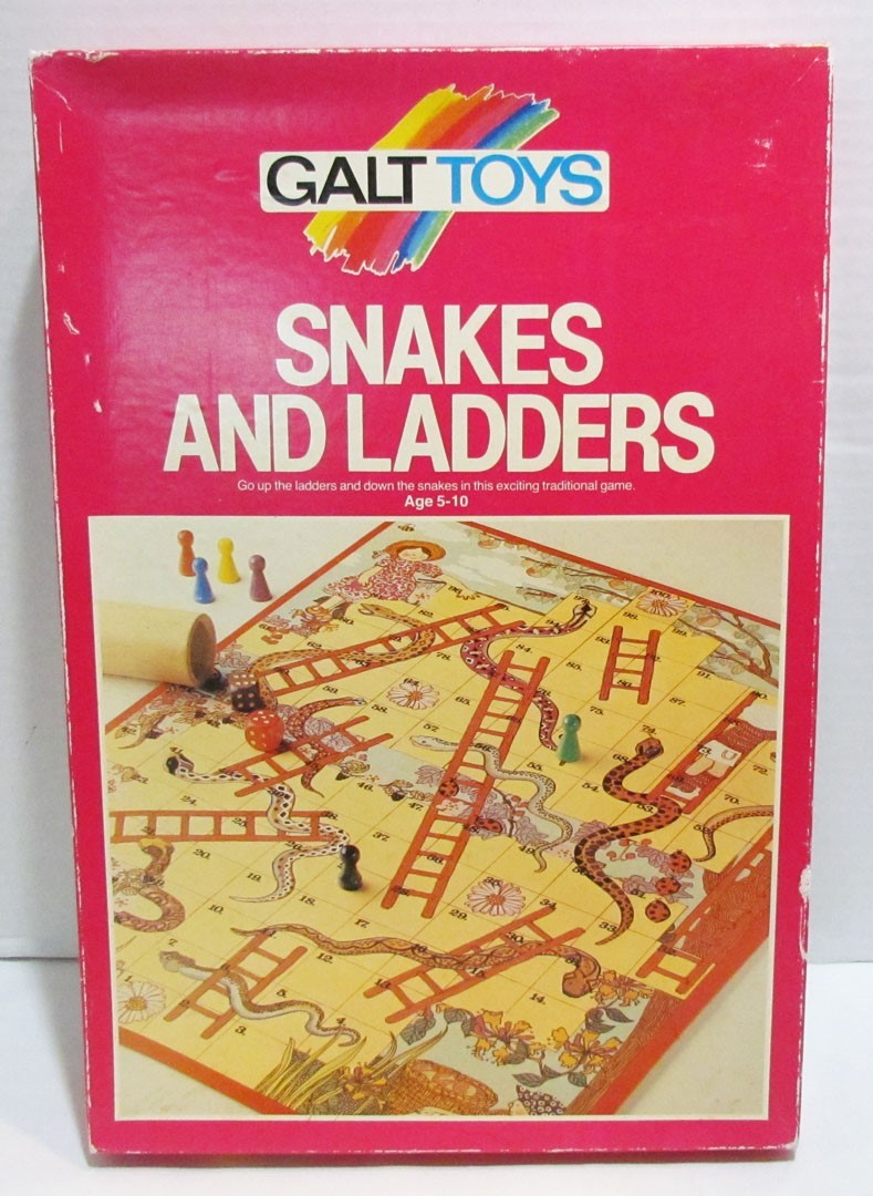 SNAKES AND LADDERS VINTAGE BOARD GAME by GALT TOYS UK ENGLAND COMPLETE &