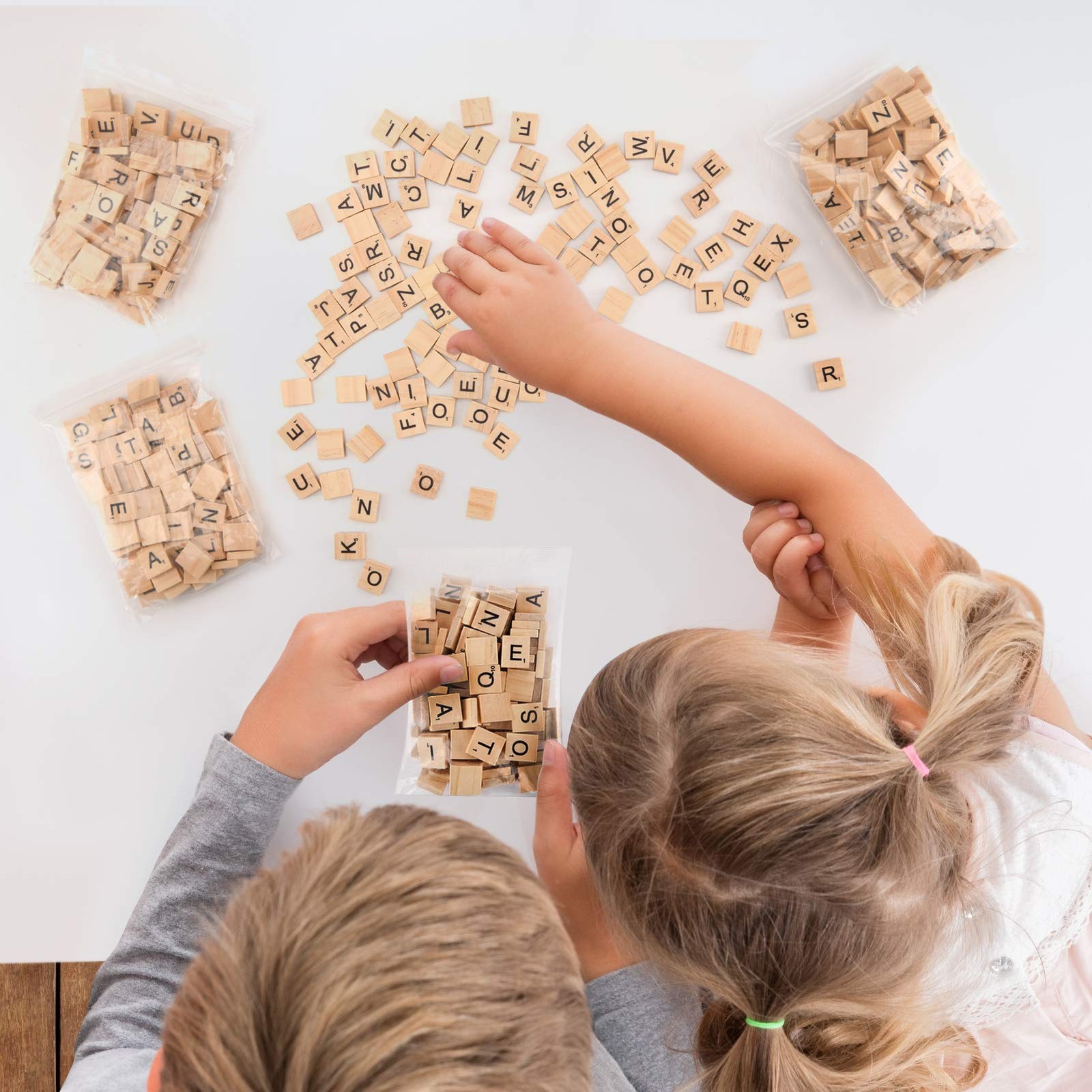500 Pieces Letter Tiles, Wooden Scrabble Tiles for Crafts, A-Z Capital Wood