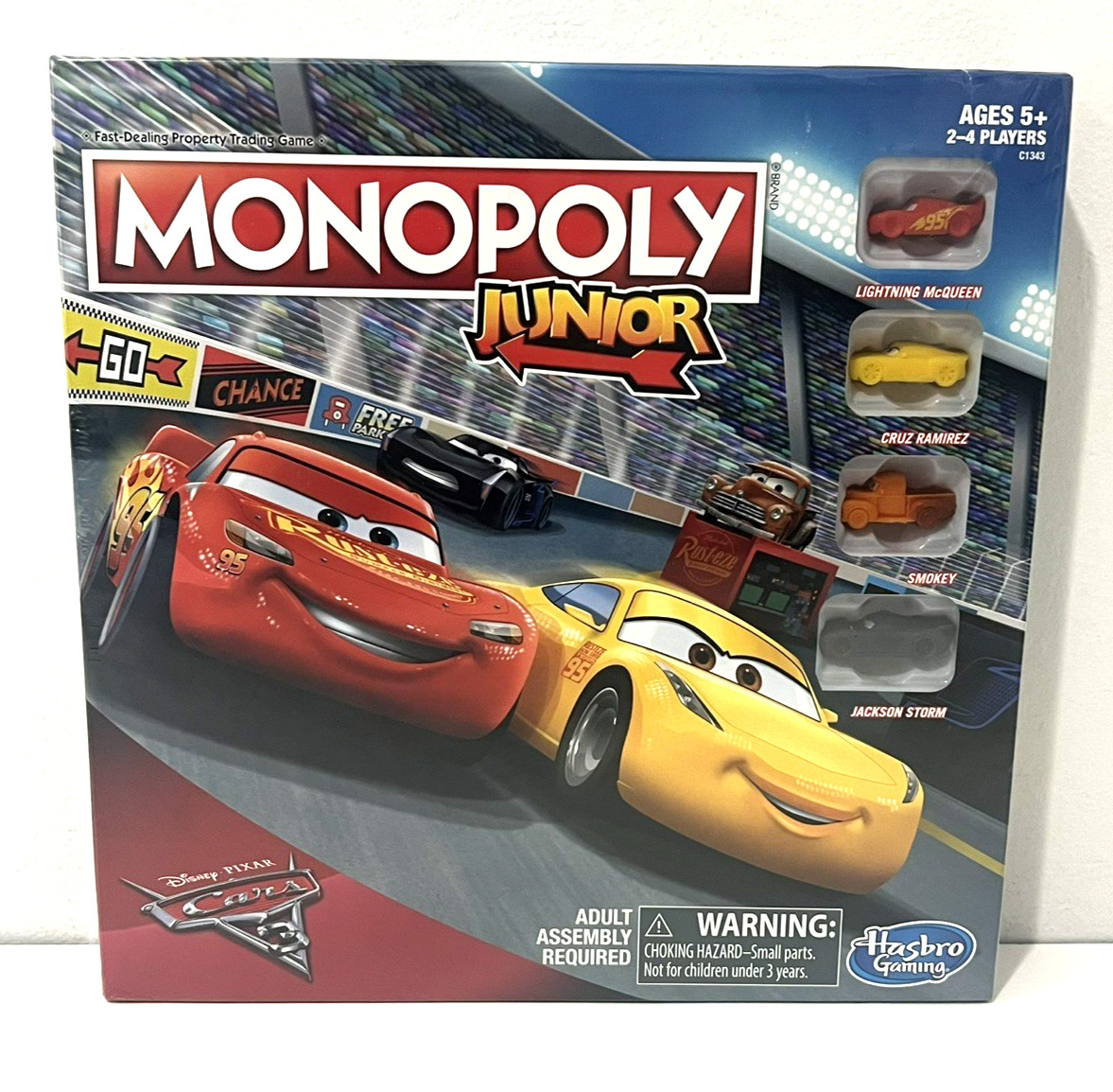 LOT OF 2 DISNEY PIXAR CARS 3 BOARD GAMES MONOPOLY JR &POP-O-MATIC TROUBLE HASBRO