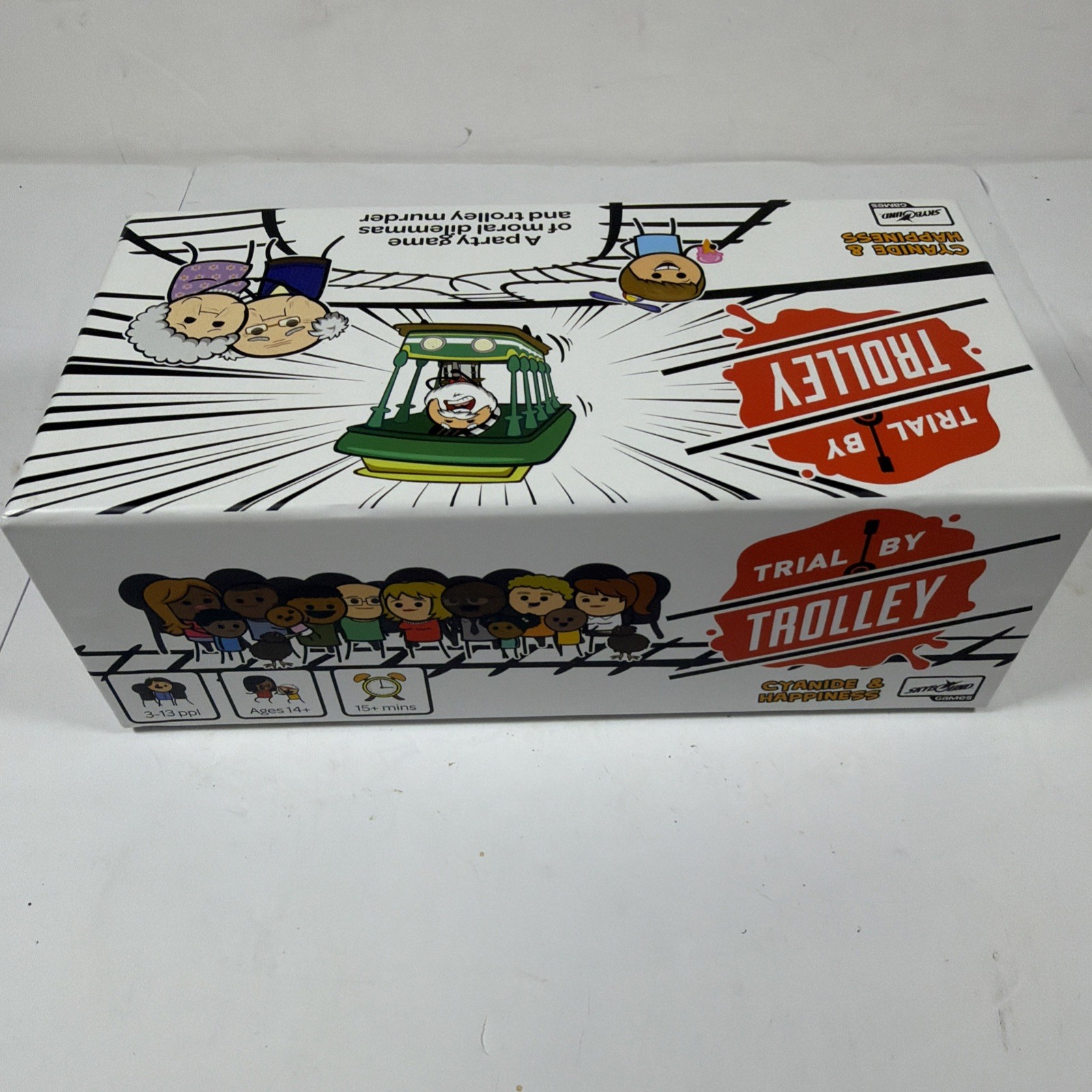 Trial by Trolley Party Game Adult Card Game Moral Dilemmas and Murder Open Box